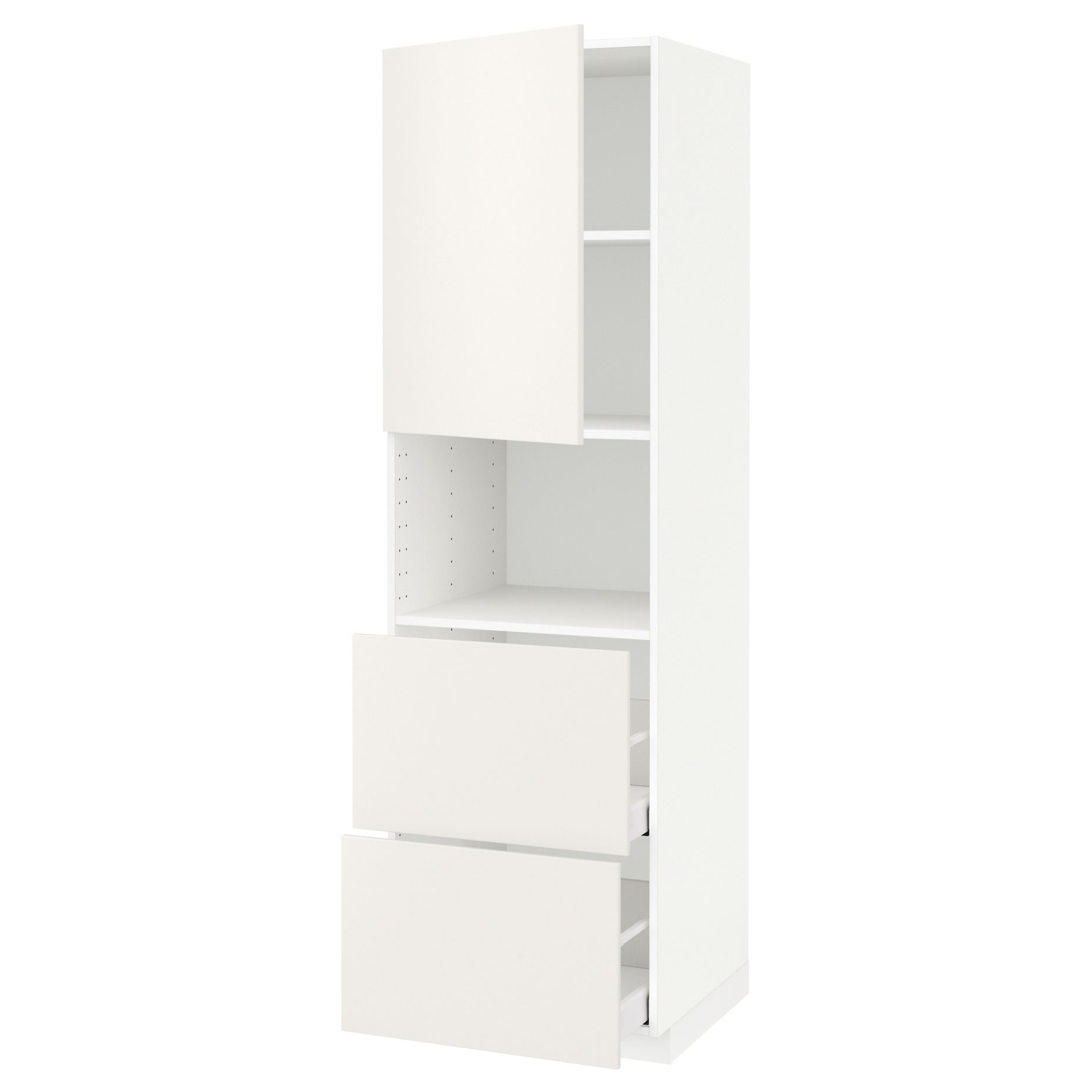 METOD/MAXIMERA, high cabinet for microwave with door/2 drawers, 60x60x200 cm, 194.588.57