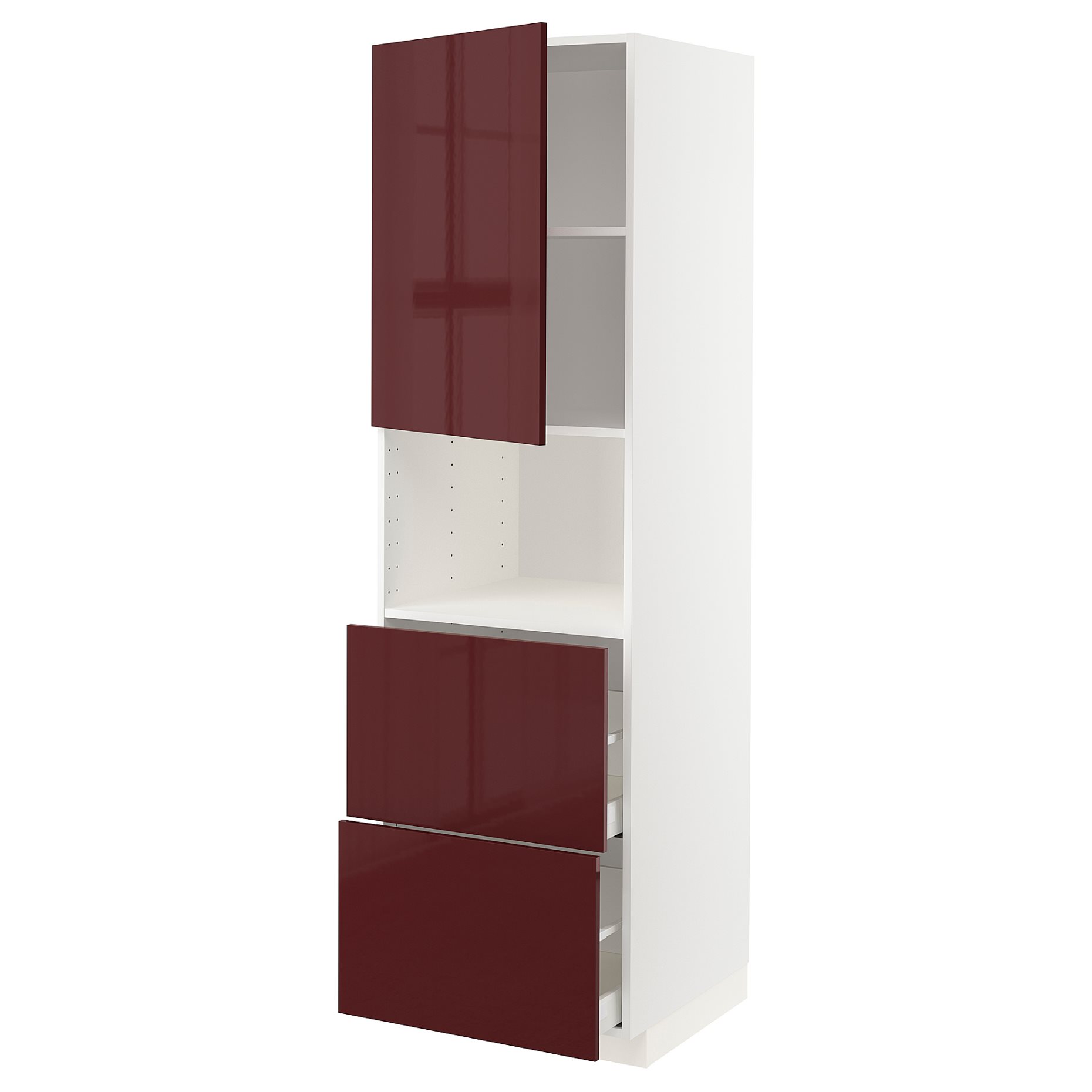 METOD/MAXIMERA, high cabinet for microwave with door/2 drawers, 60x60x200 cm, 194.606.19