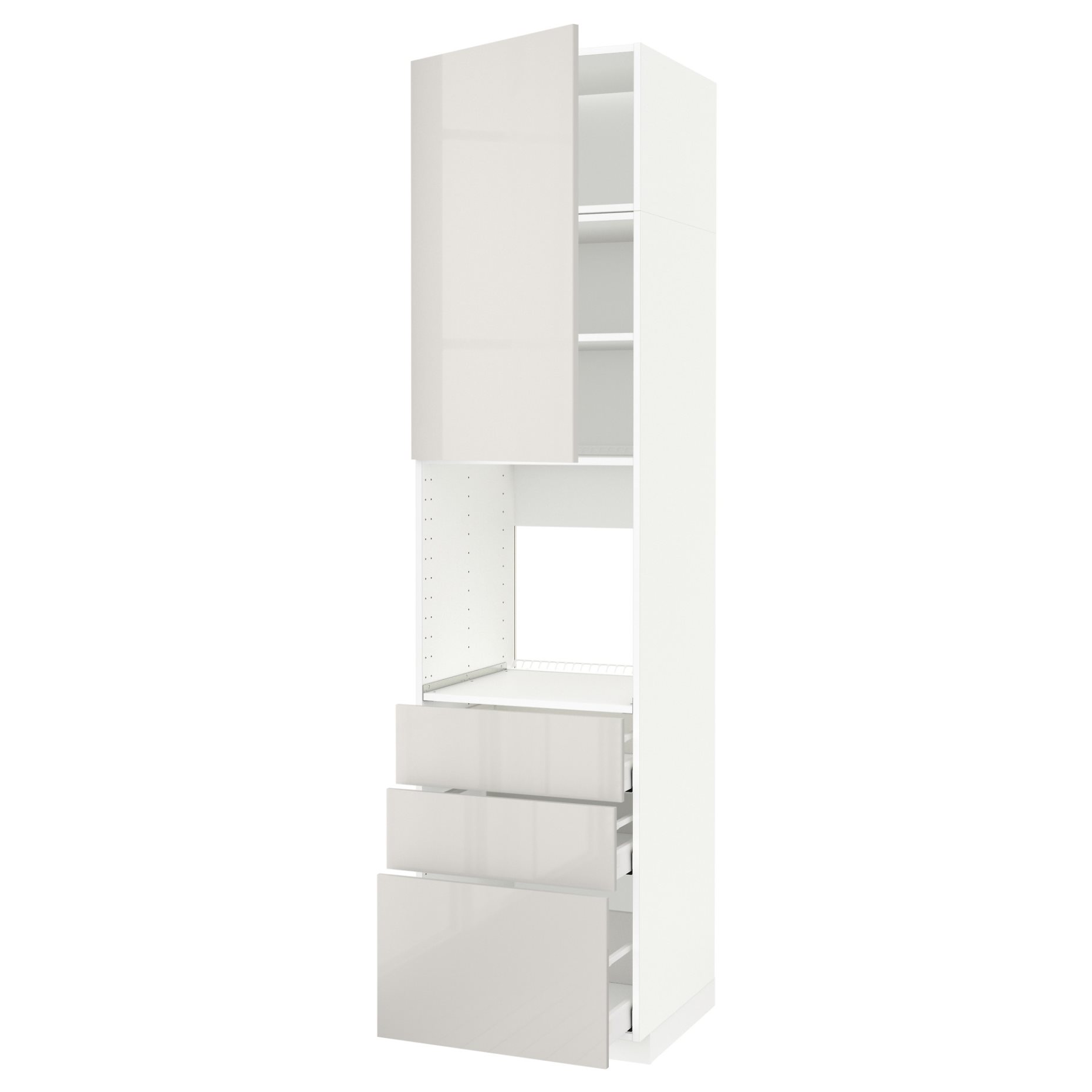 METOD/MAXIMERA, high cabinet for oven with door/3 drawers, 60x60x240 cm, 194.618.69