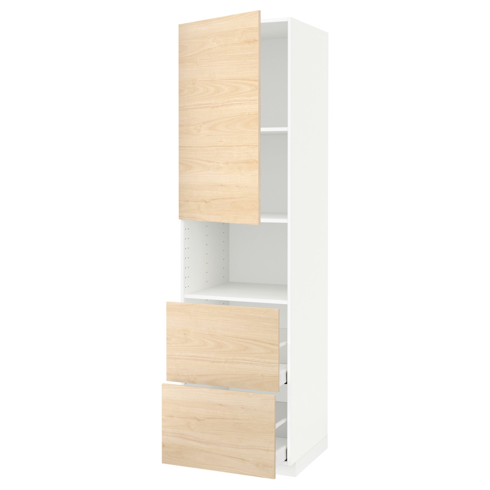 METOD/MAXIMERA, high cabinet for microwave with door/2 drawers, 60x60x220 cm, 194.634.77