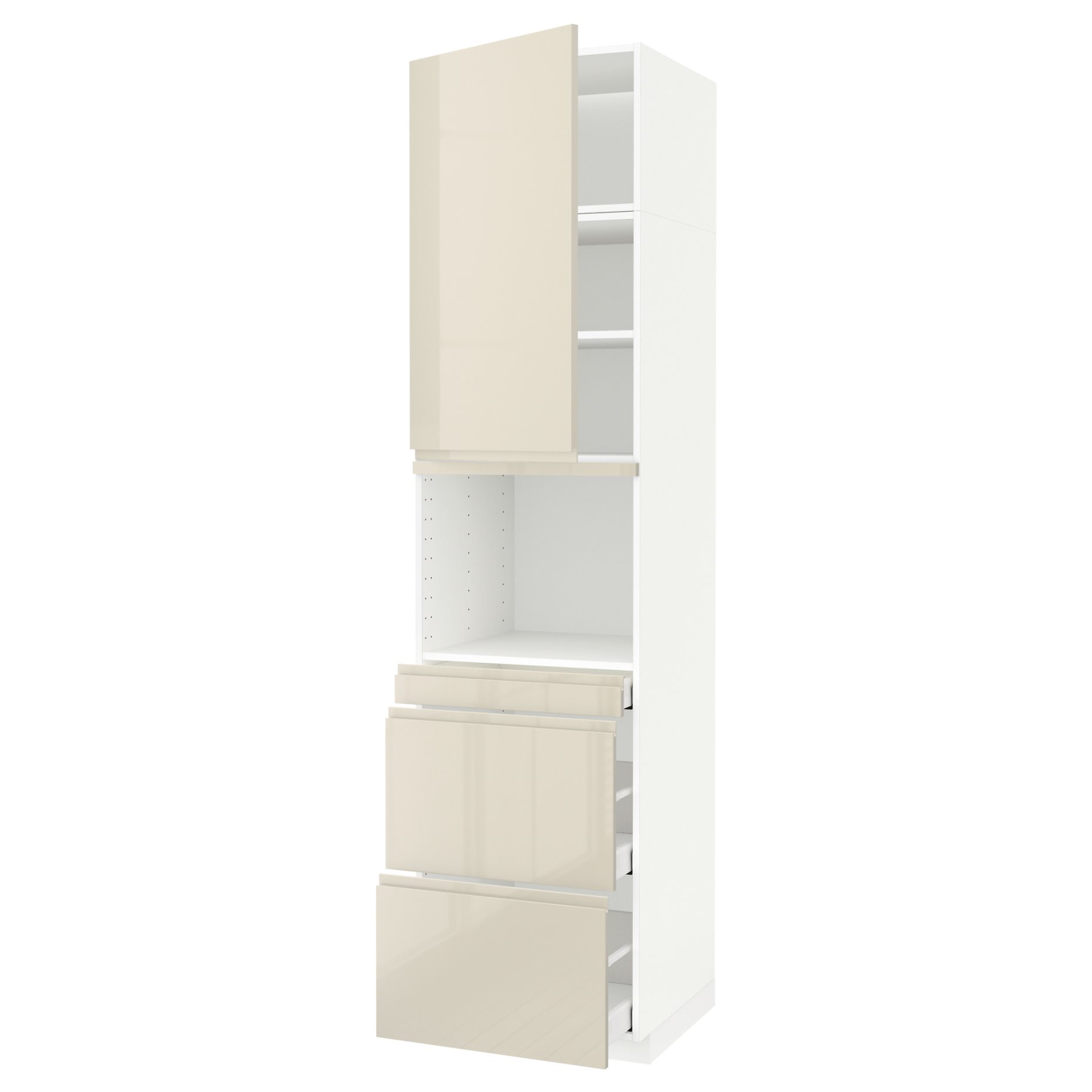 METOD/MAXIMERA, high cabinet for microwave combi with door/3 drawers, 60x60x240 cm, 194.651.60
