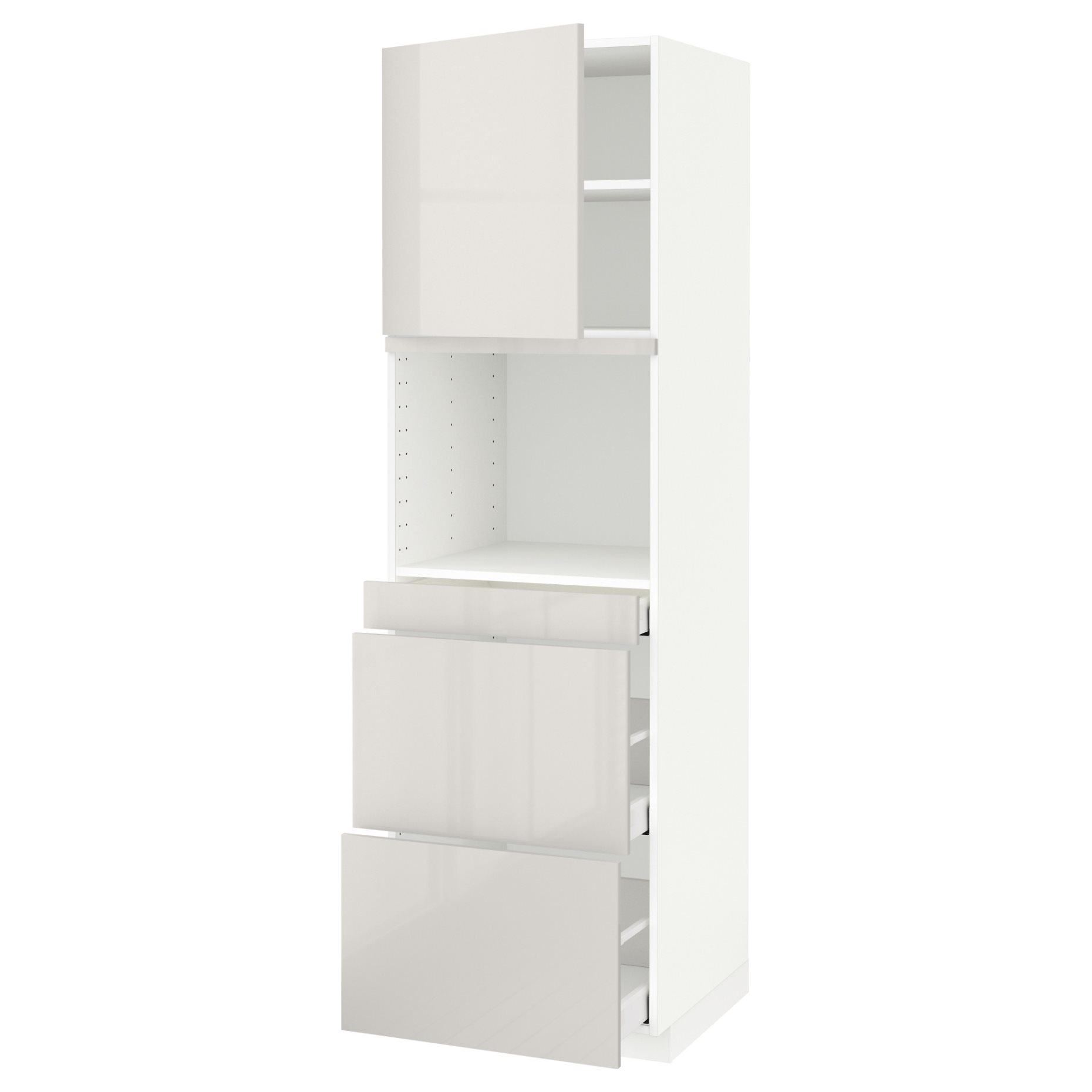 METOD/MAXIMERA, high cabinet for microwave combi with door/3 drawers, 60x60x200 cm, 194.684.51