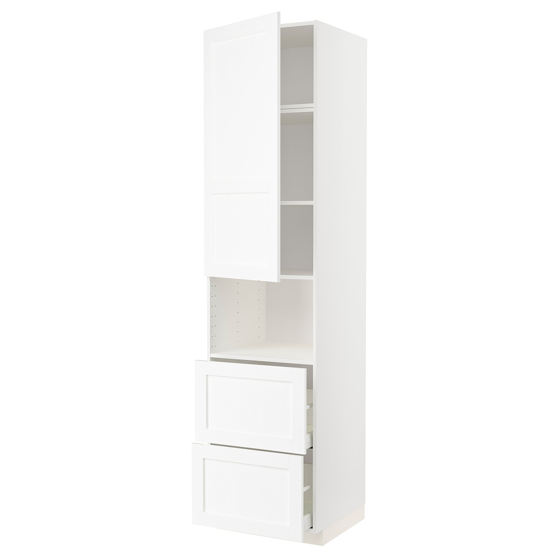 METOD/MAXIMERA, high cabinet for microwave with door/2 drawers, 60x60x240 cm, 194.733.58