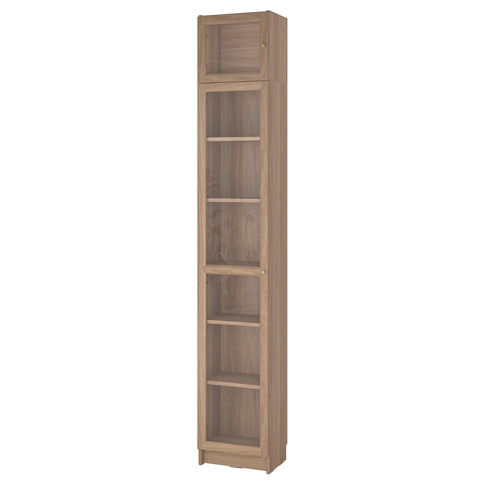 BILLY/OXBERG, bookcase with glass doors/height extension unit, 40x30x237 cm, 194.833.62