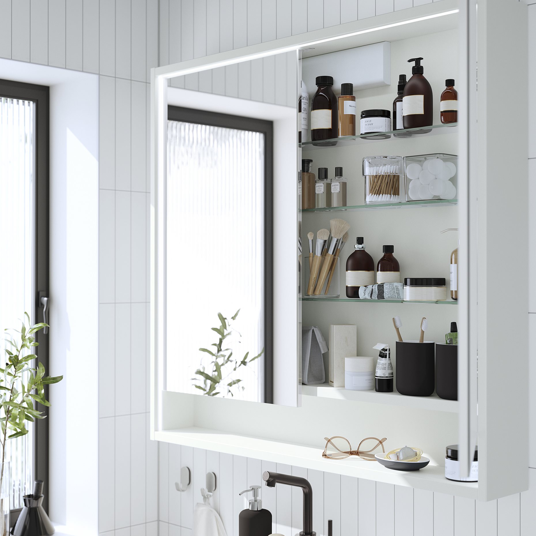 FAXALVEN, mirror cabinet with built-in lighting, 100x15x95 cm, 195.167.15