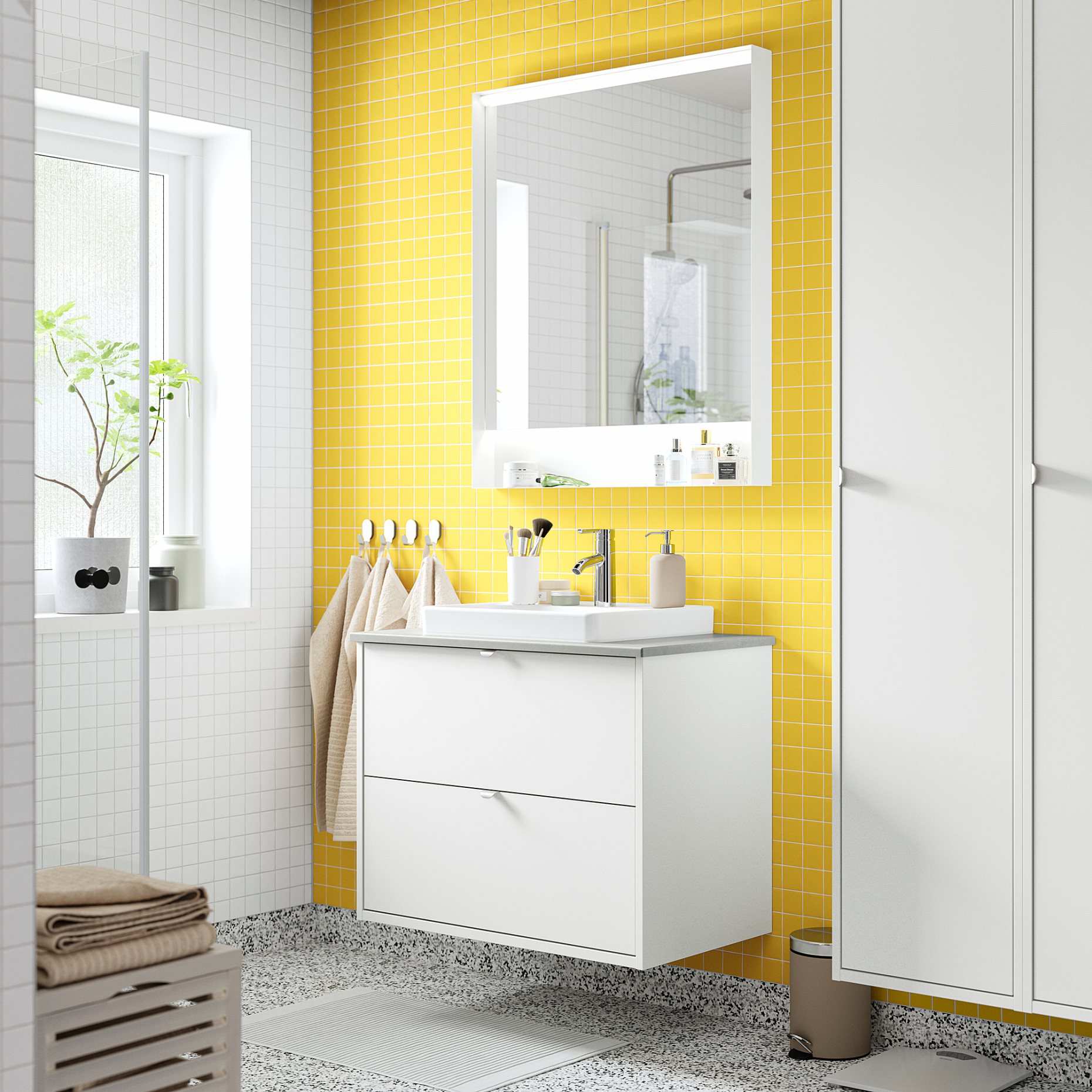 HAVBACK/ORRSJON, βάση νιπτήρα με συρτάρια/νιπτήρα/μπαταρία, 82x49x71 cm, 195.213.78