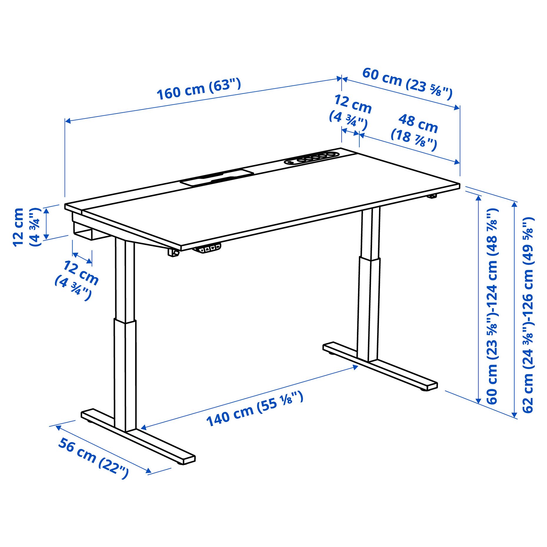 MITTZON, desk sit/stand/electric, 160x60 cm, 195.291.43