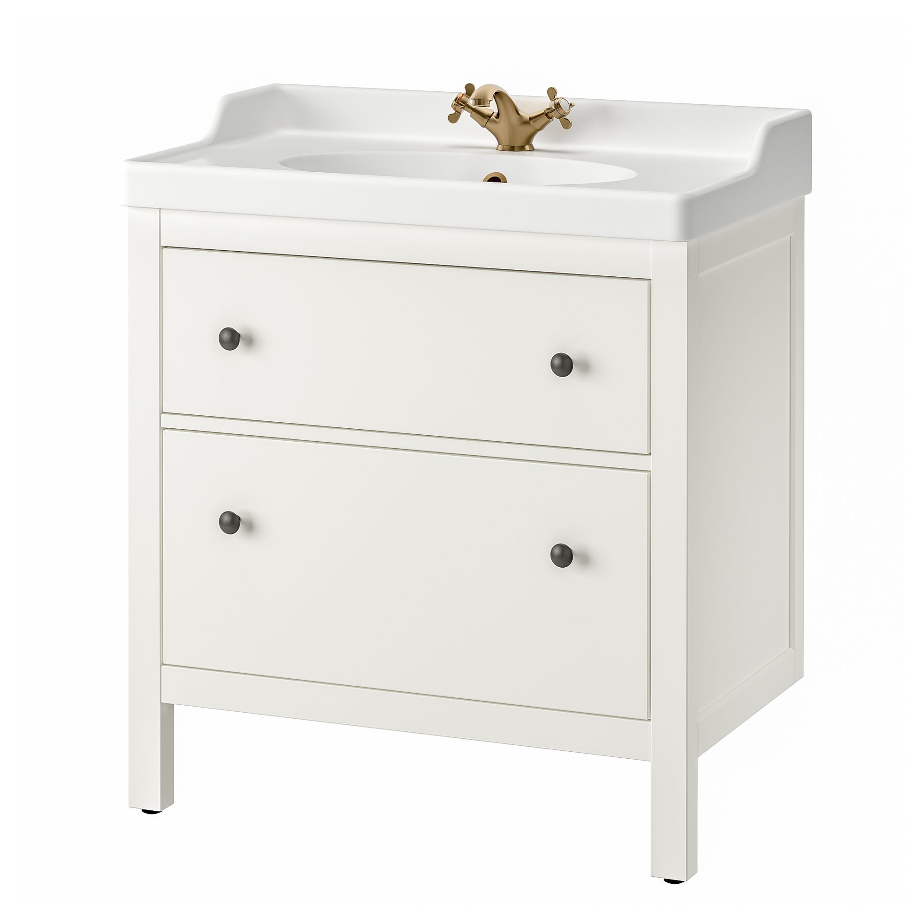 HEMNES/RUTSJON, βάση νιπτήρα με συρτάρια/νιπτήρα/μπαταρία, 82x49x95 cm, 195.468.40