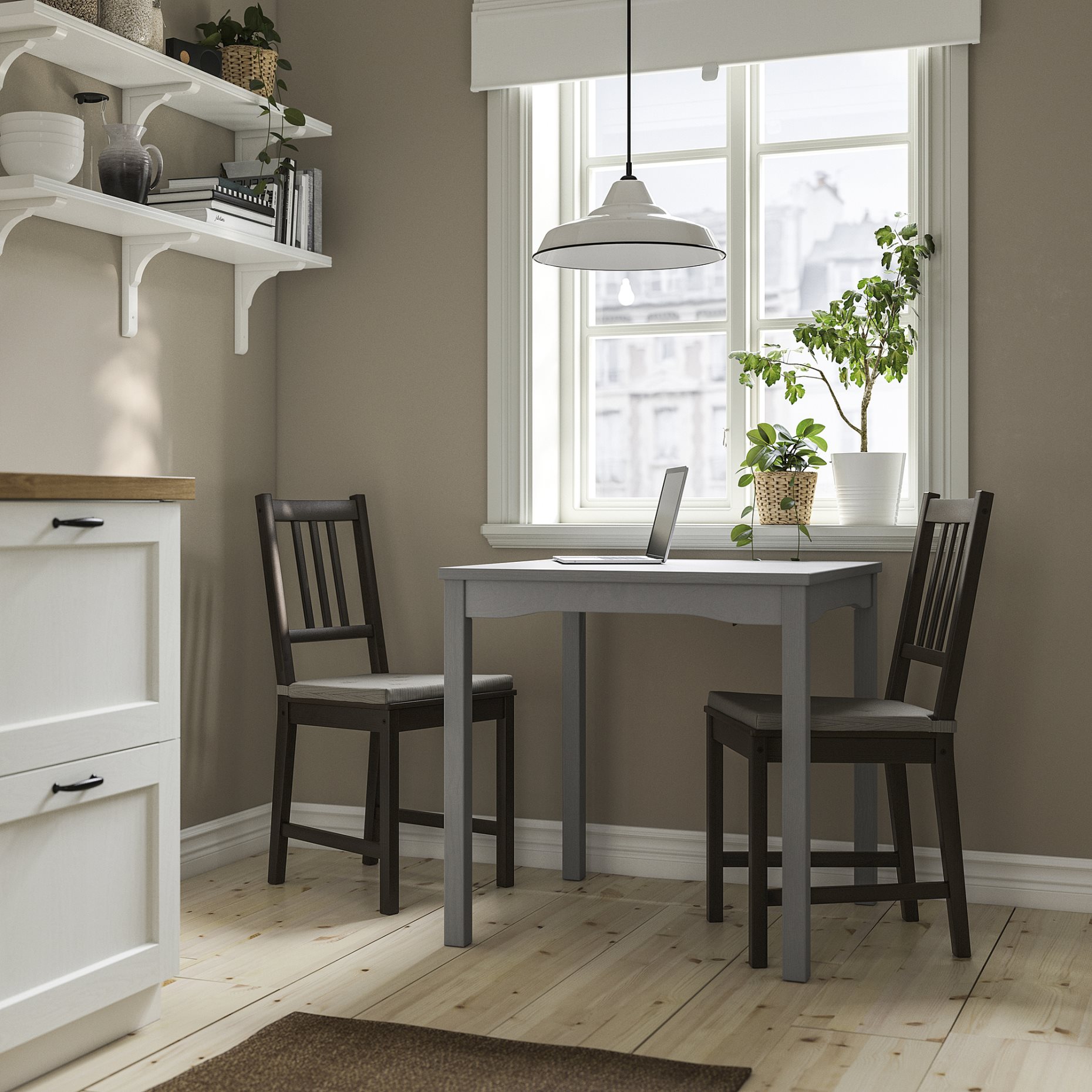 HAUGA/STEFAN, table and 2 chairs, 74x74 cm, 195.749.13