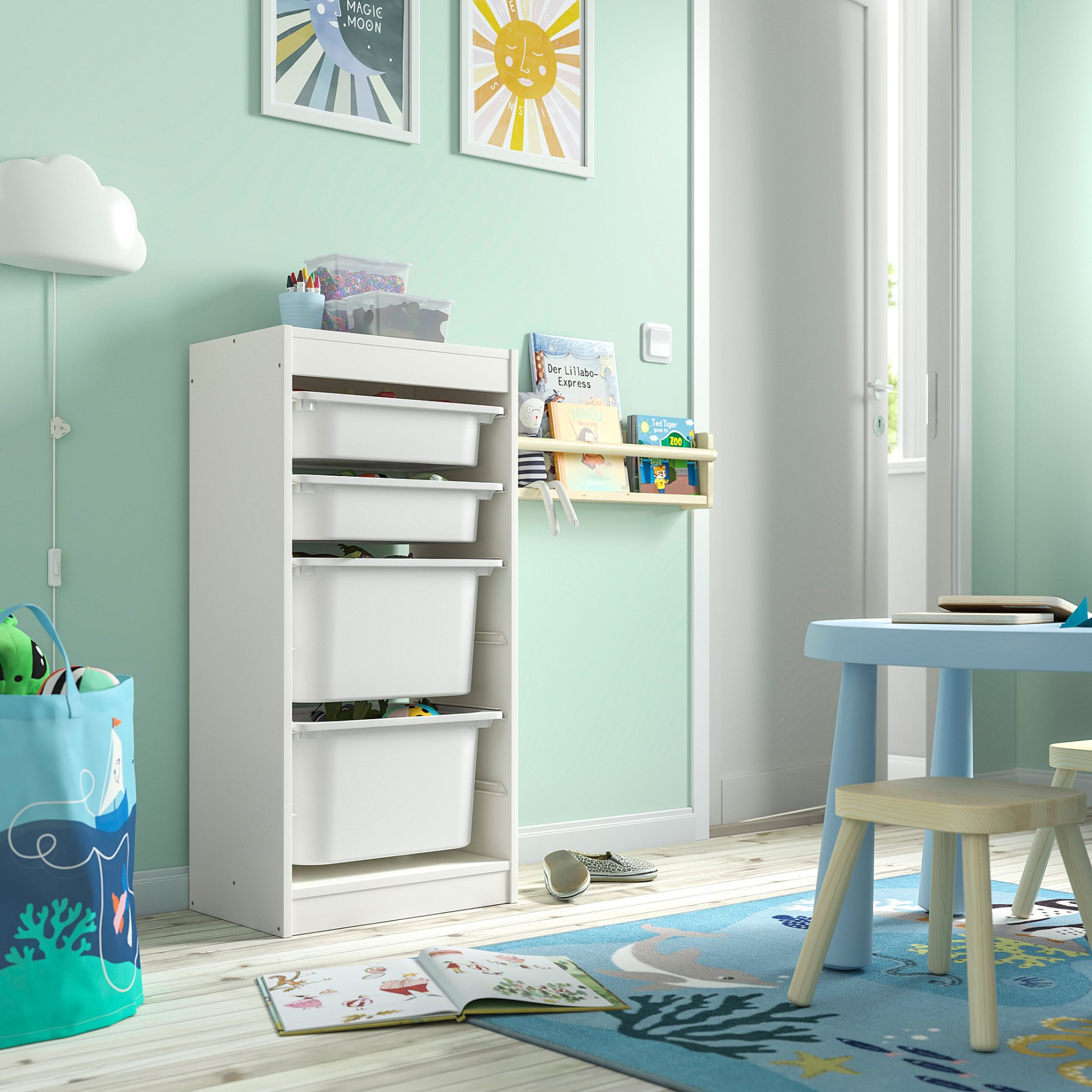 TROFAST, σύνθεση αποθήκευσης με κουτιά, 46x30x94 cm, 195.749.51