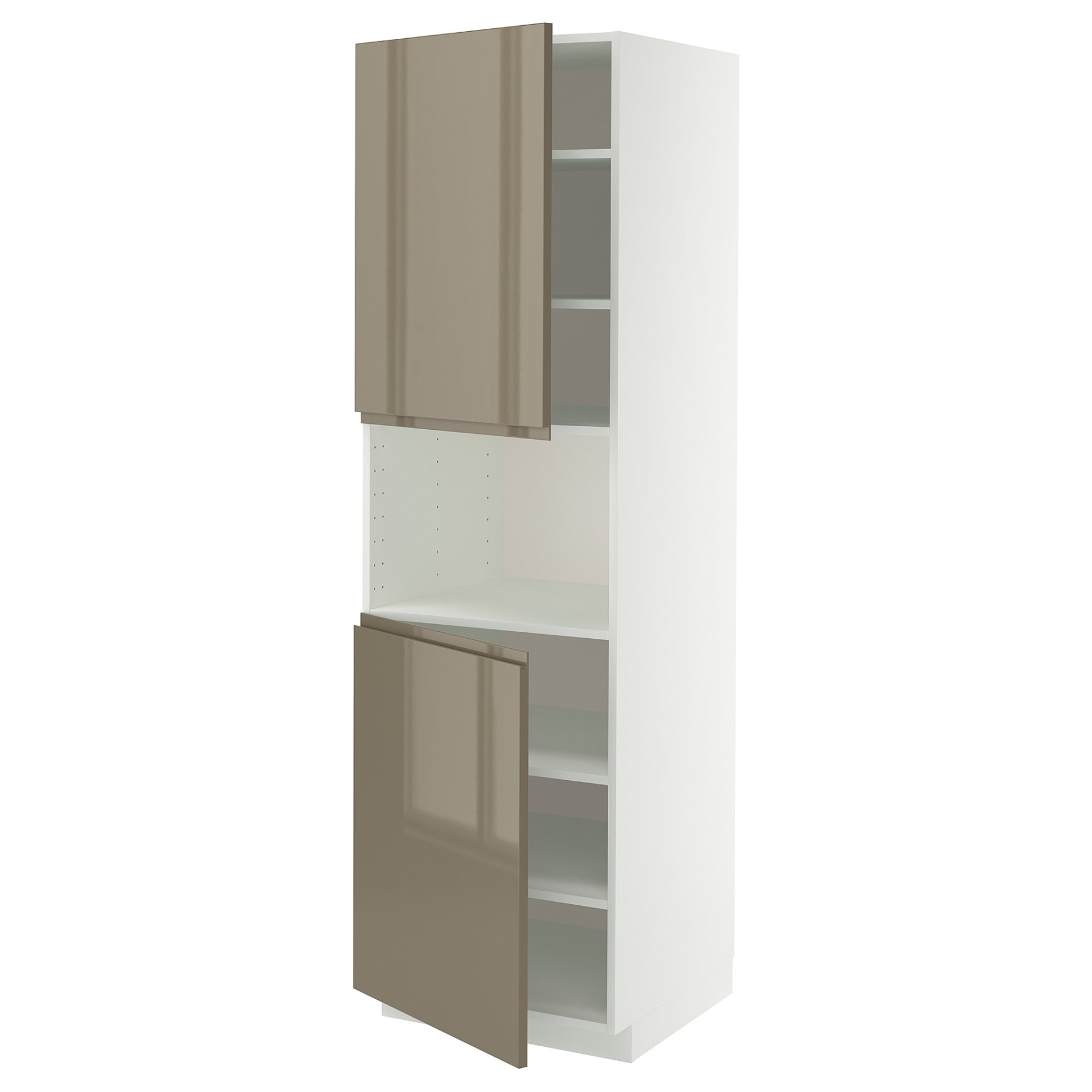 METOD, high cabinet for microwave with 2 doors/shelves, 60x60x200 cm, 195.766.05