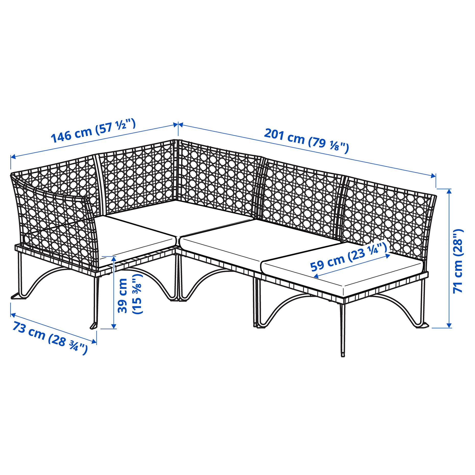 JUTHOLMEN, modular corner sofa 3-seat, outdoor, 195.782.23