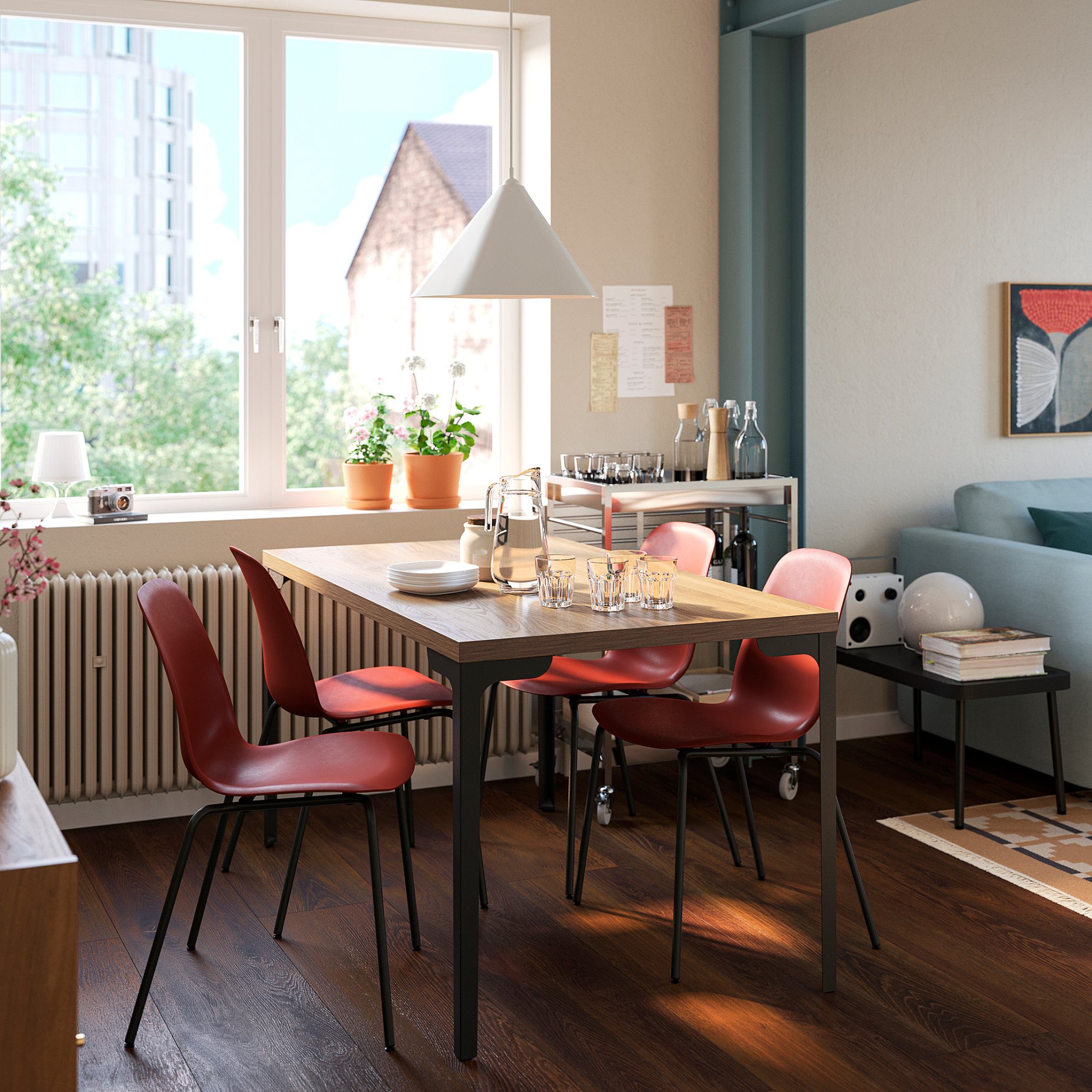 SKÅLSTA, τραπέζι και 4 καρέκλες, 140x80 cm, 196.093.66