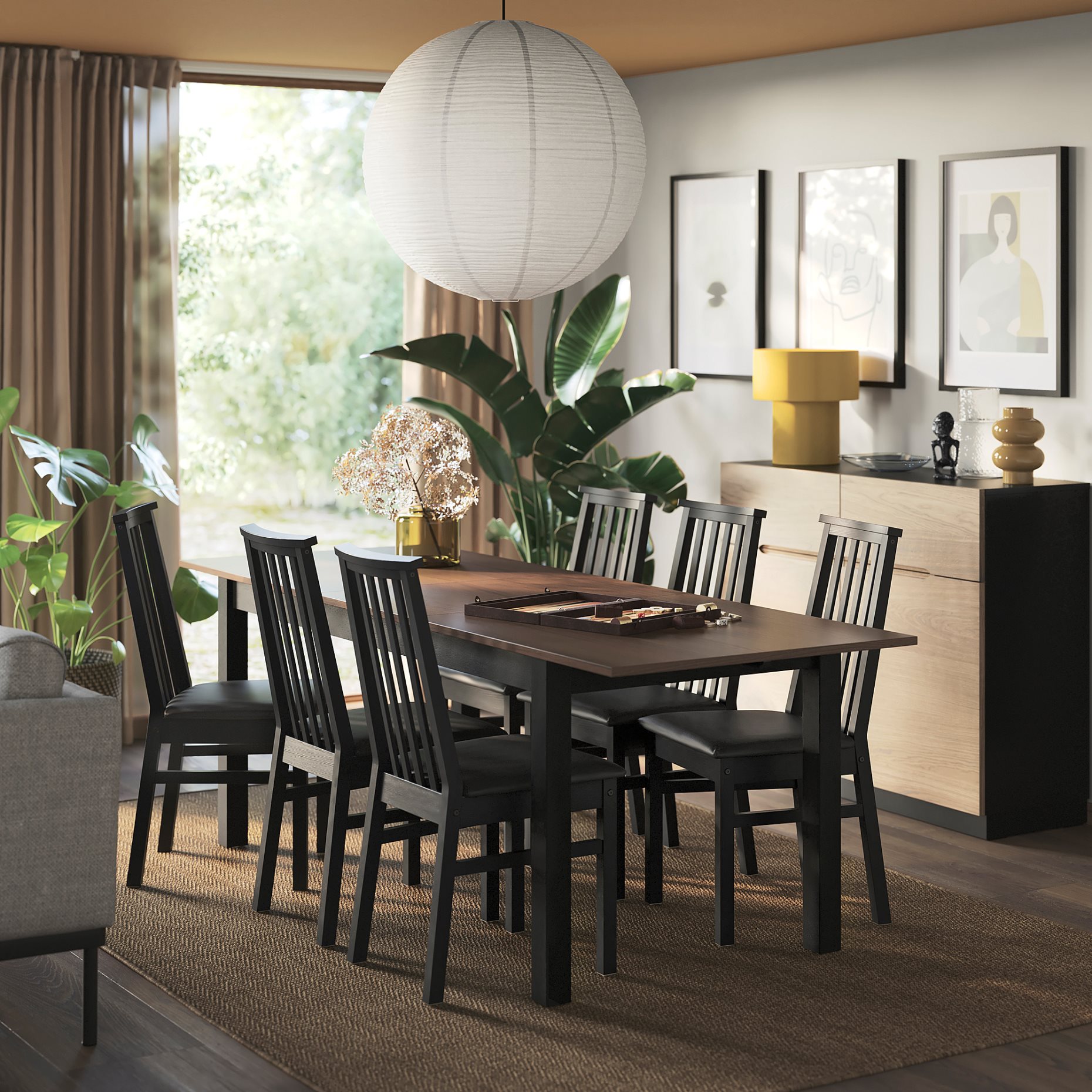 ÅLHULT / ÅLHULT, τραπέζι και 6 καρέκλες, 170/220x80 cm, 196.100.96