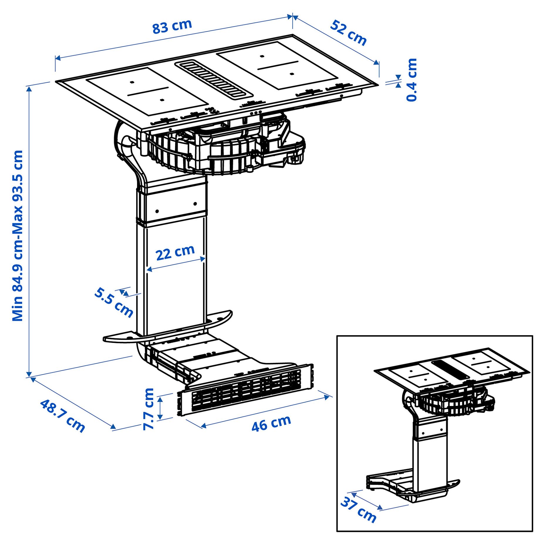 TÄCKNAN, induction hob/interior extractor with recirculation kit/IKEA 500, 83 cm, 196.125.14