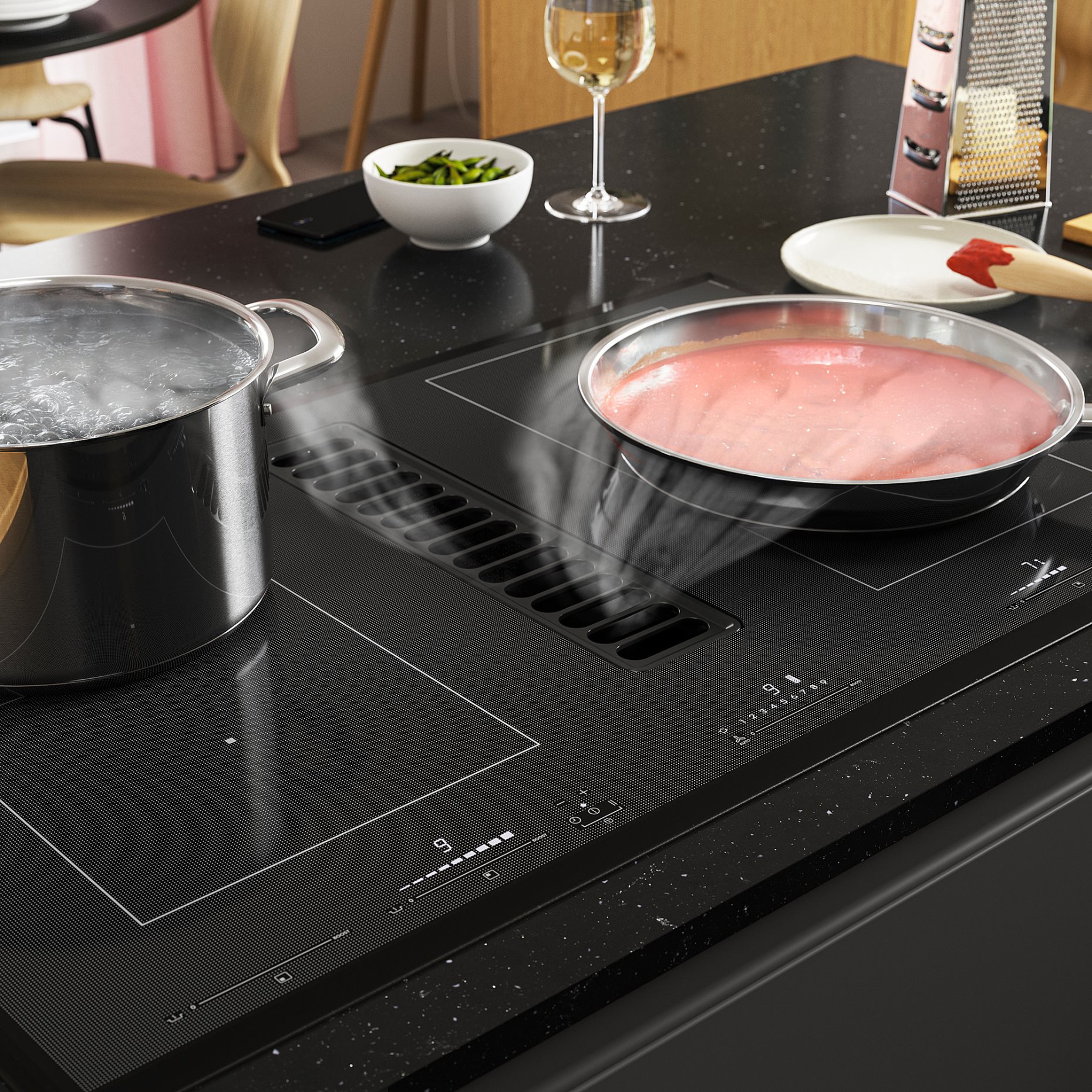 TÄCKNAN, induction hob/interior extractor with recirculation kit/IKEA 500, 83 cm, 196.125.14