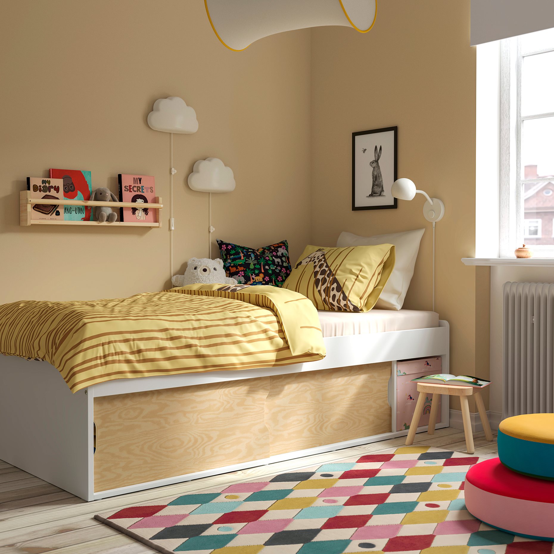 KLIPPUGGLA, bed frame with storage, 90x200 cm, 196.273.46