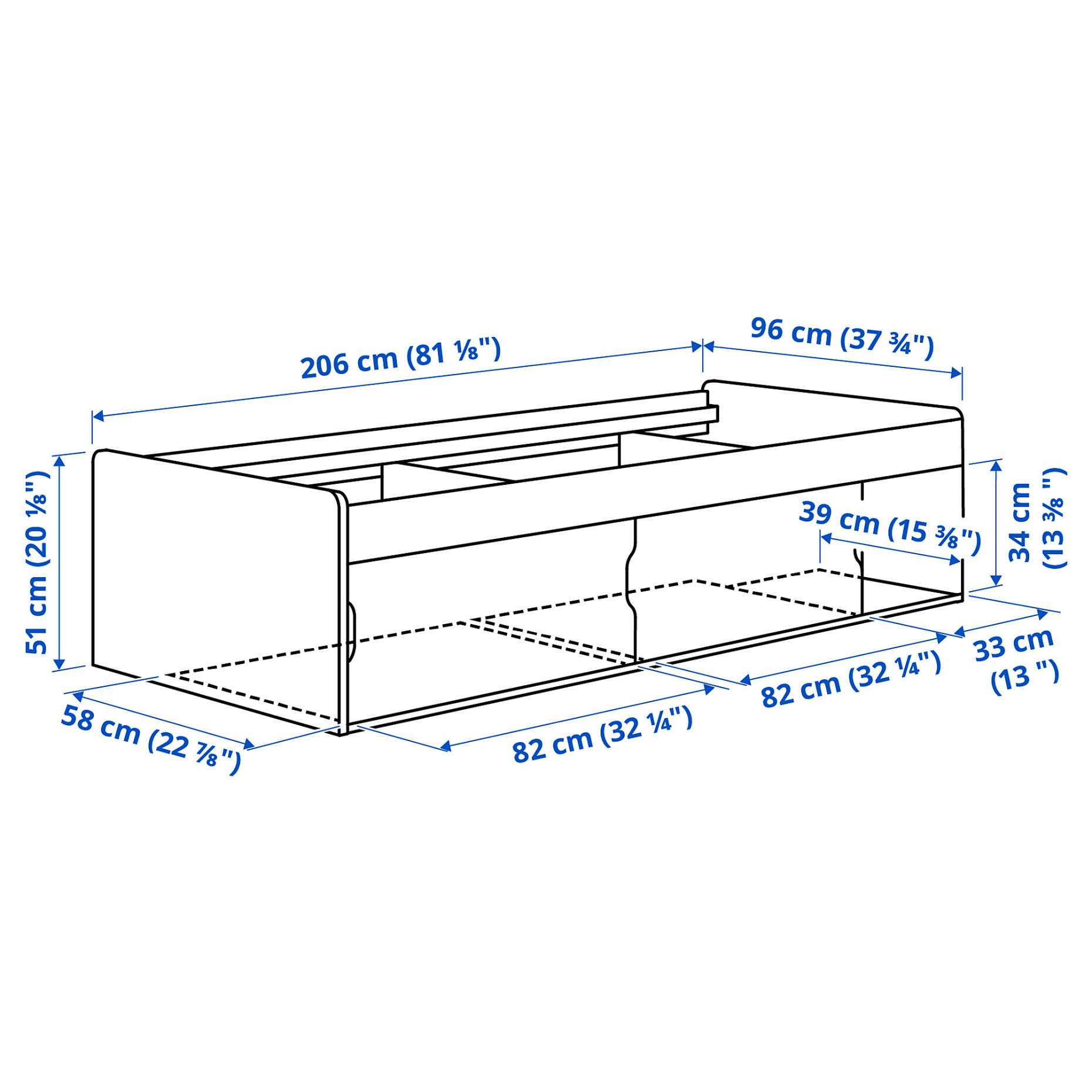 KLIPPUGGLA, bed frame with storage, 90x200 cm, 196.273.46