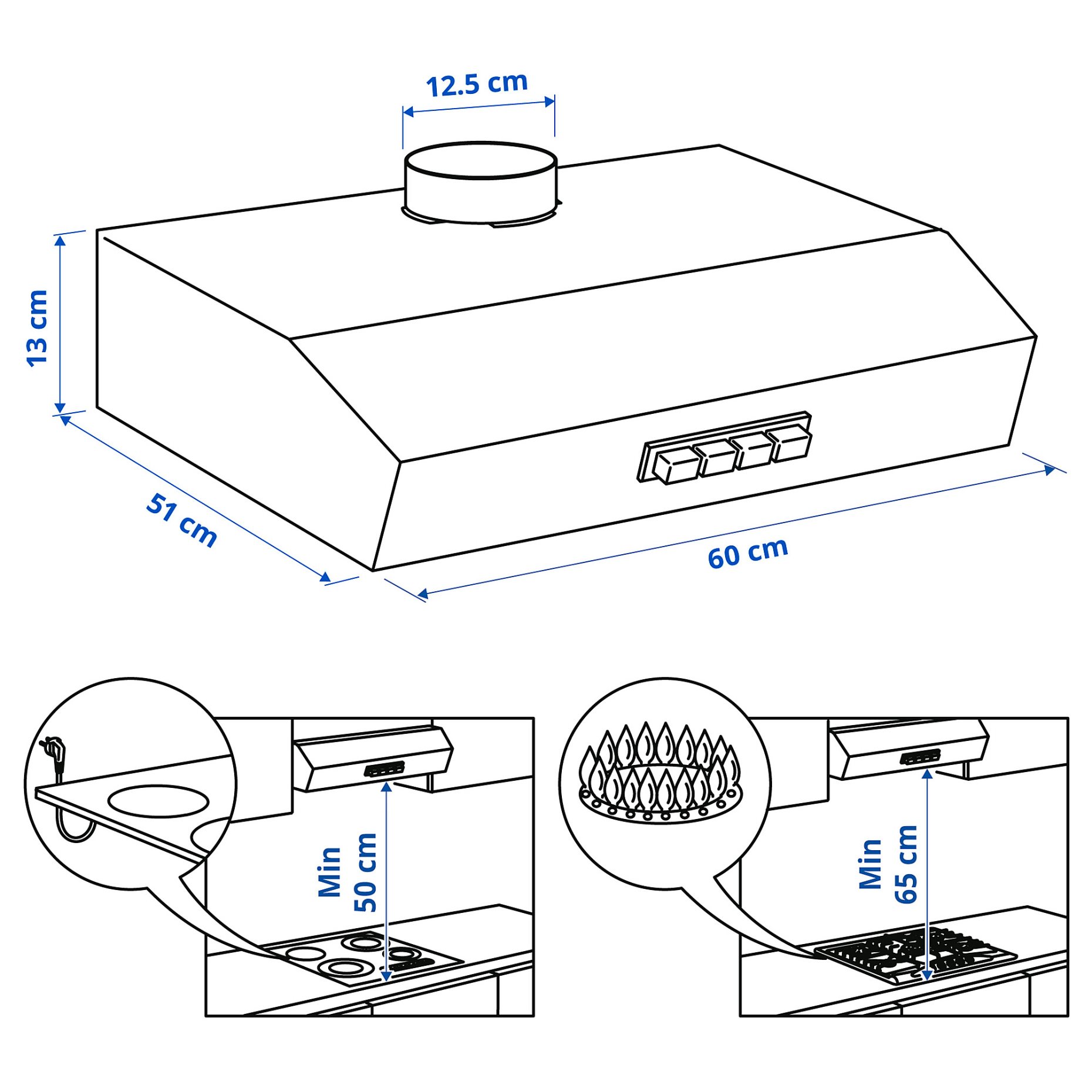 LAGAN, wall mounted extractor hood, 203.889.67
