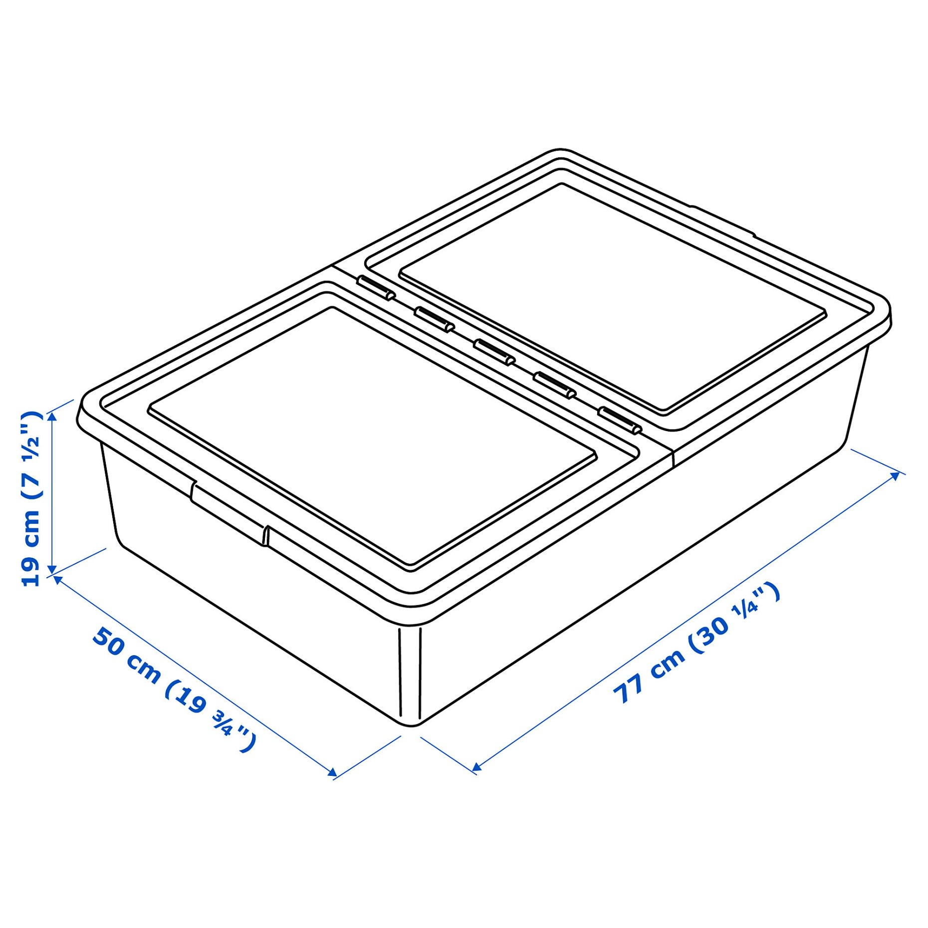 SOCKERBIT, storage box with lid, 50x77x19 cm, 204.115.24