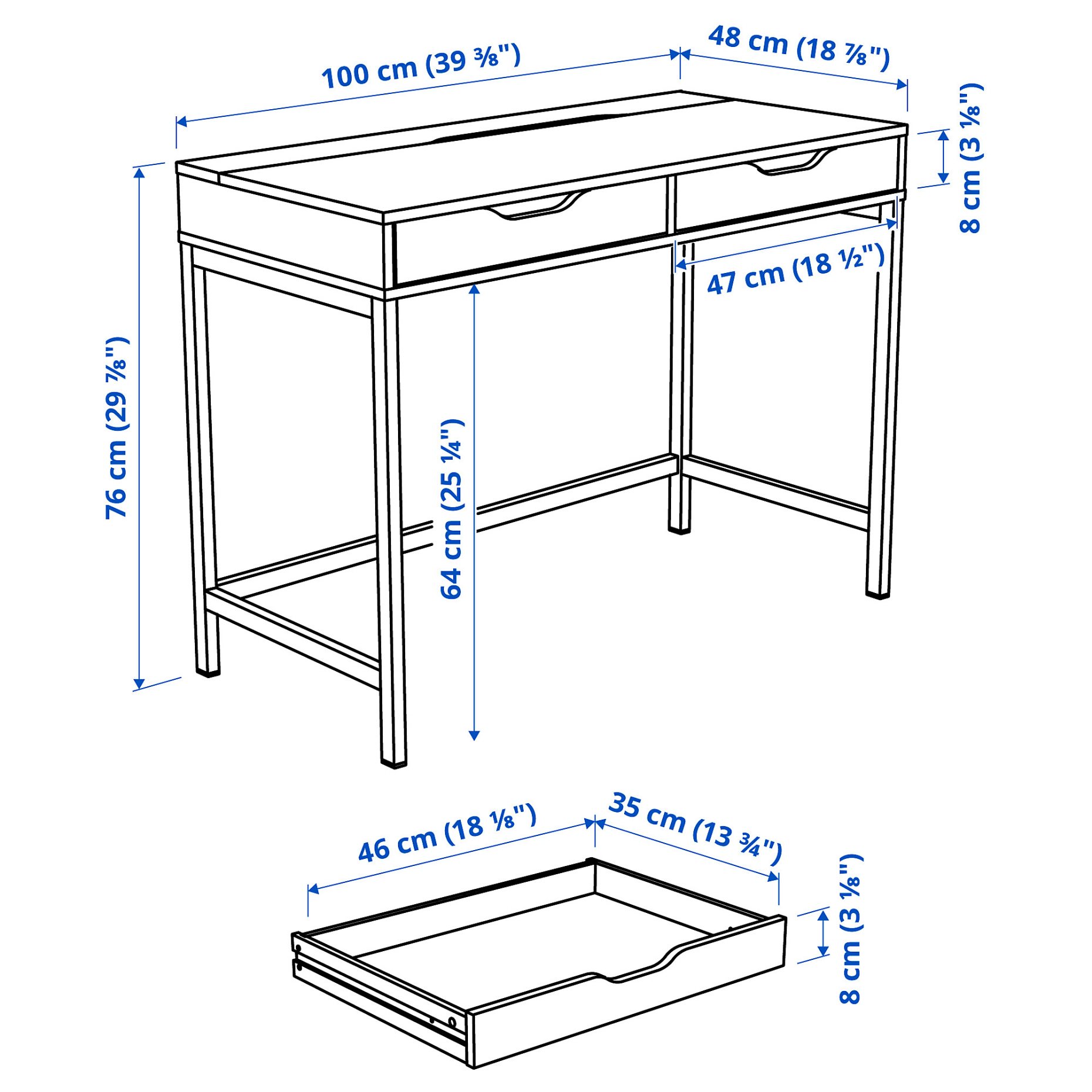ALEX, desk, 100x48 cm, 204.838.08