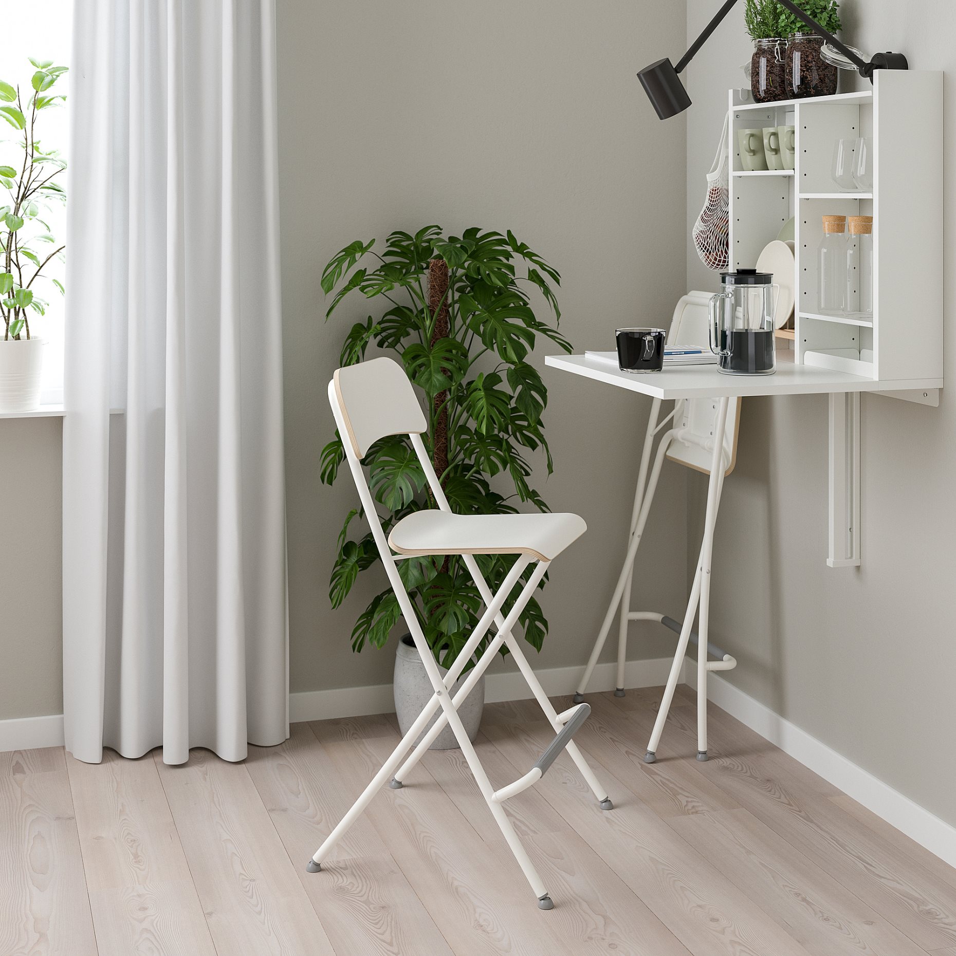 NORBERG, wall-mounted drop-leaf table with storage, 64x60 cm, 204.979.28