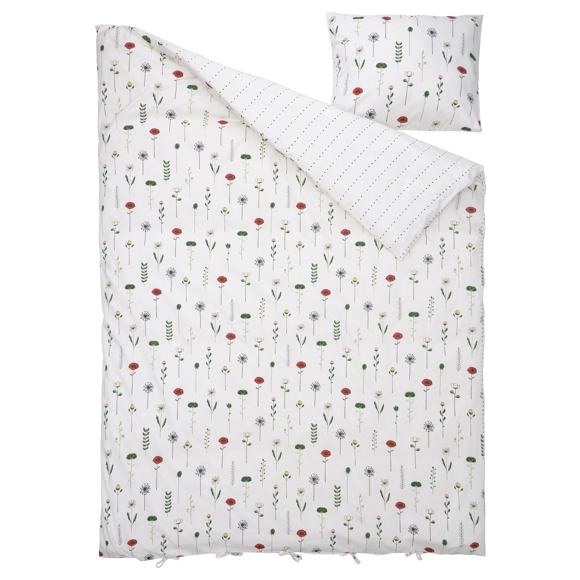 NATTSLÄNDA, duvet cover and pillowcase/floral pattern, 150x200/50x60 cm, 205.080.12