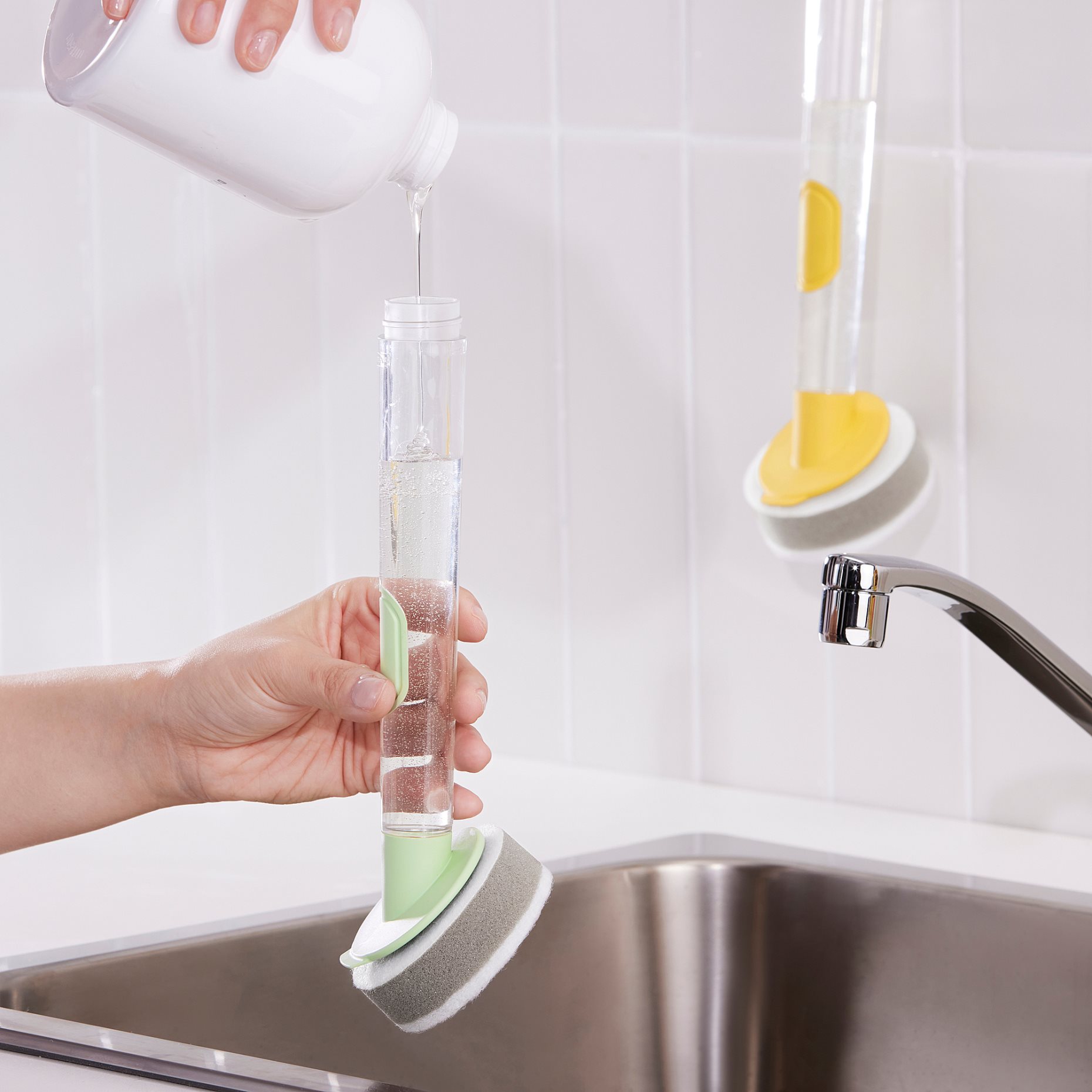 VIDEVECKMAL, 3-piece dish sponge set with dispenser, 205.597.18