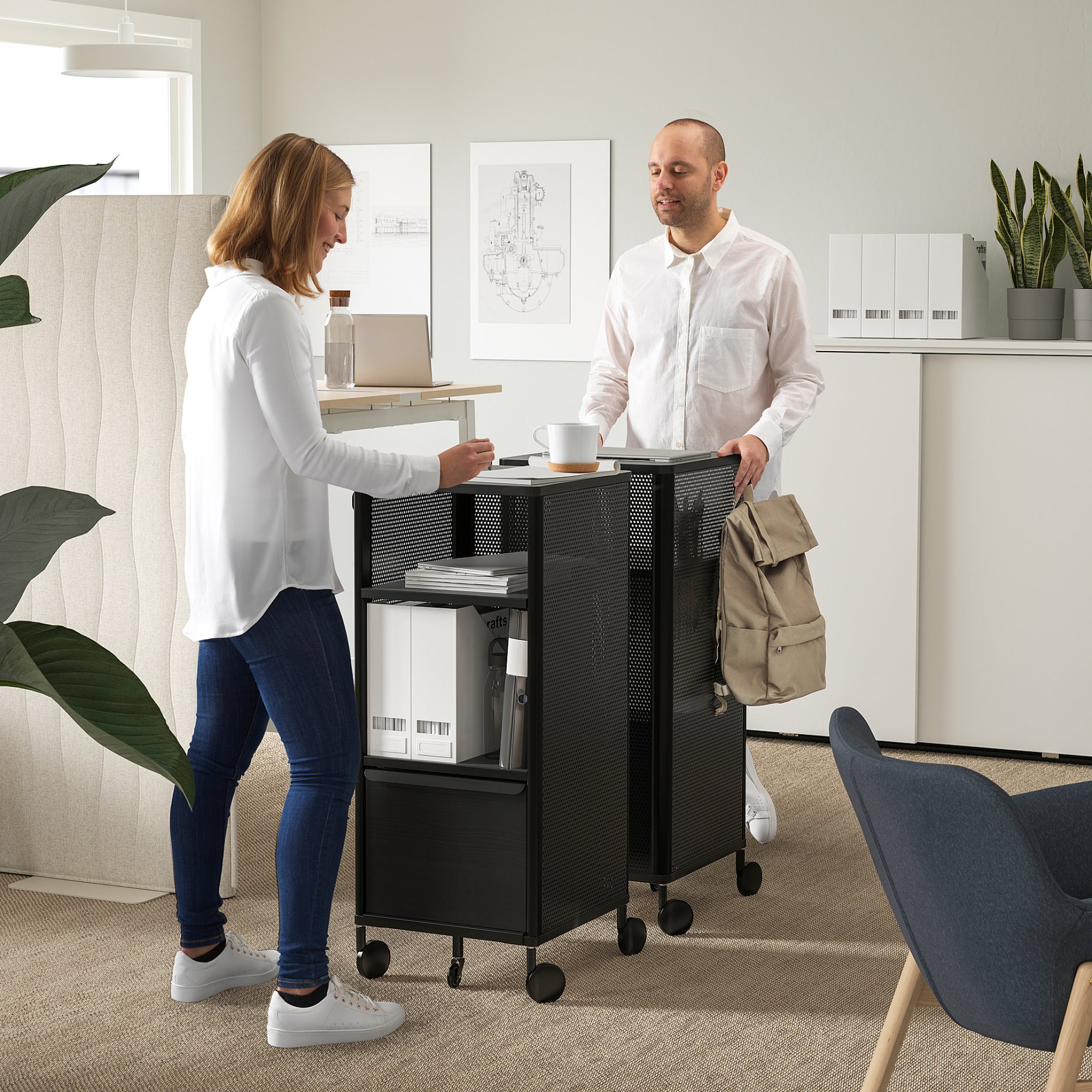 BEKANT, storage unit on castors, 41x101 cm, 205.913.70