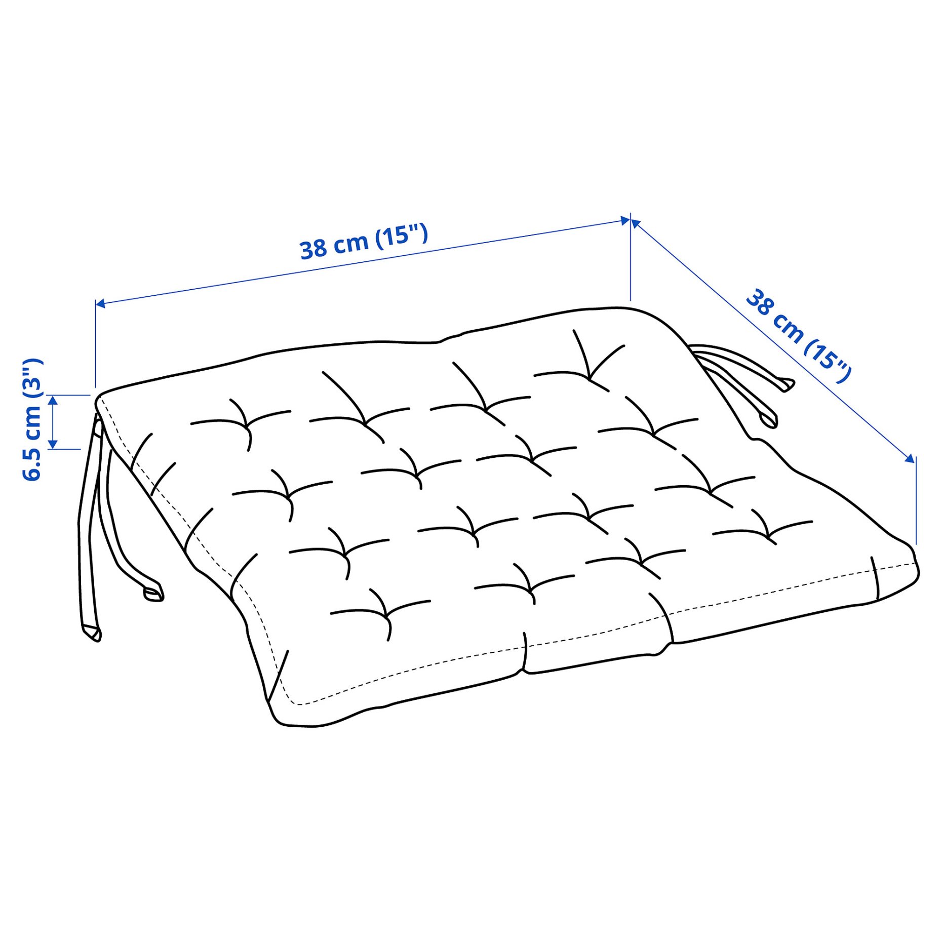 VIPPÄRT, μαξιλάρι καρέκλας, 38x38x6.5 cm, 205.990.45