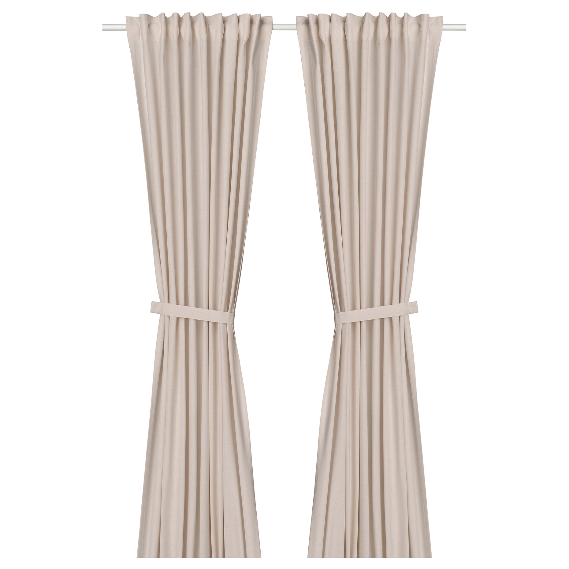 LENDA, curtains with heading tape and tie-backs/1 pair, 140x280 cm, 206.331.10