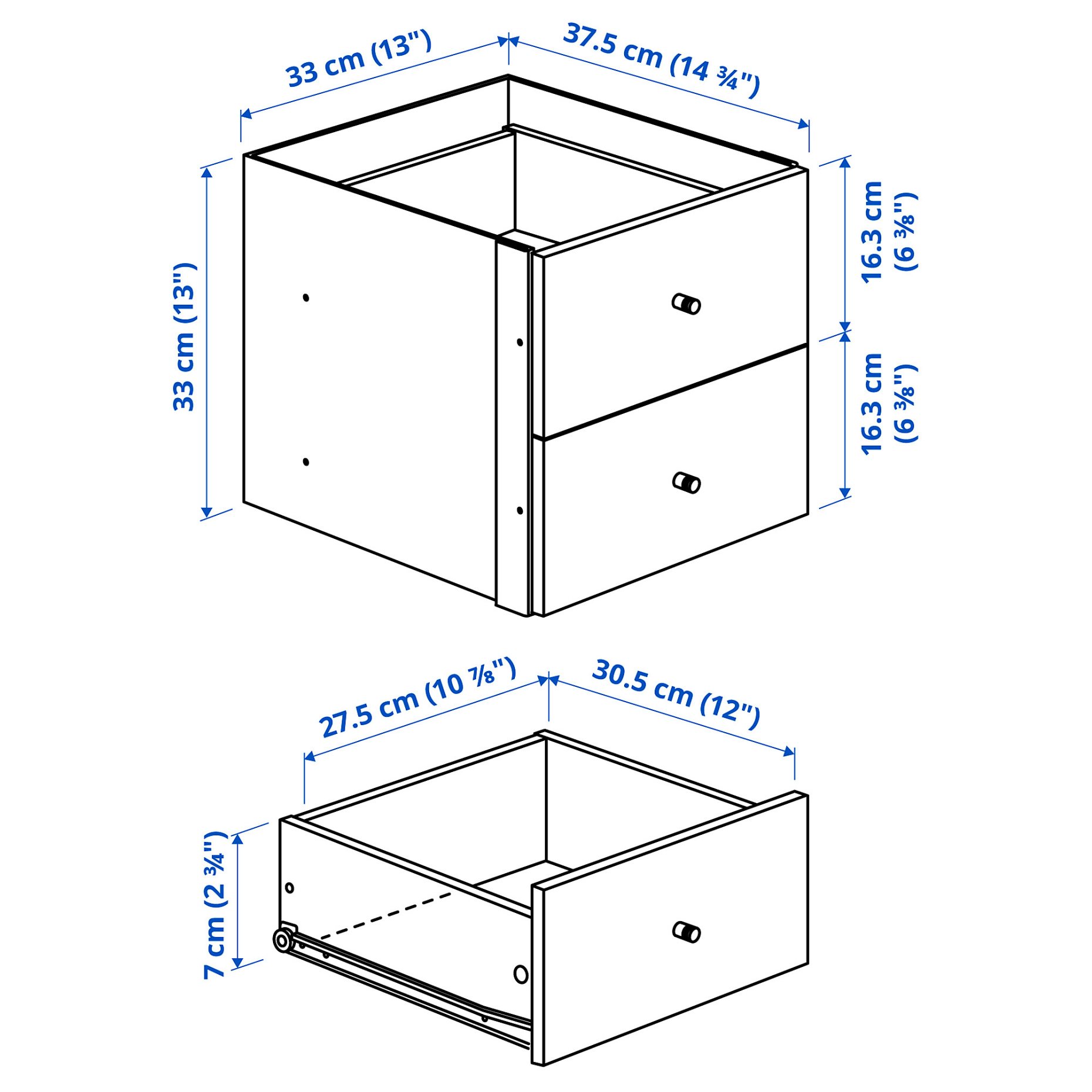 KALLAX, shelving unit with 4 inserts, 147x77 cm, 292.783.04