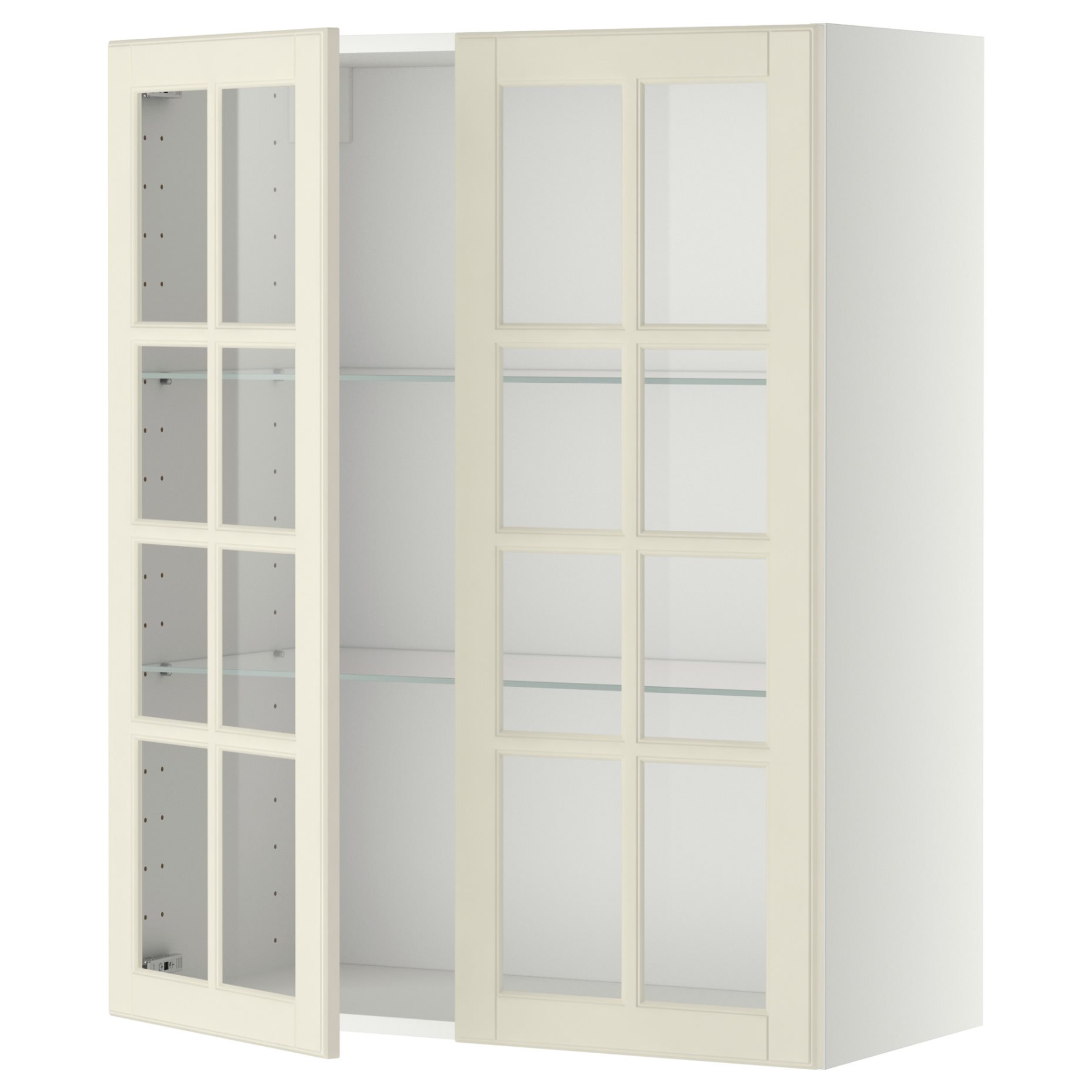 METOD, wall cabinet with shelves/2 glass doors, 80x100 cm, 293.949.83
