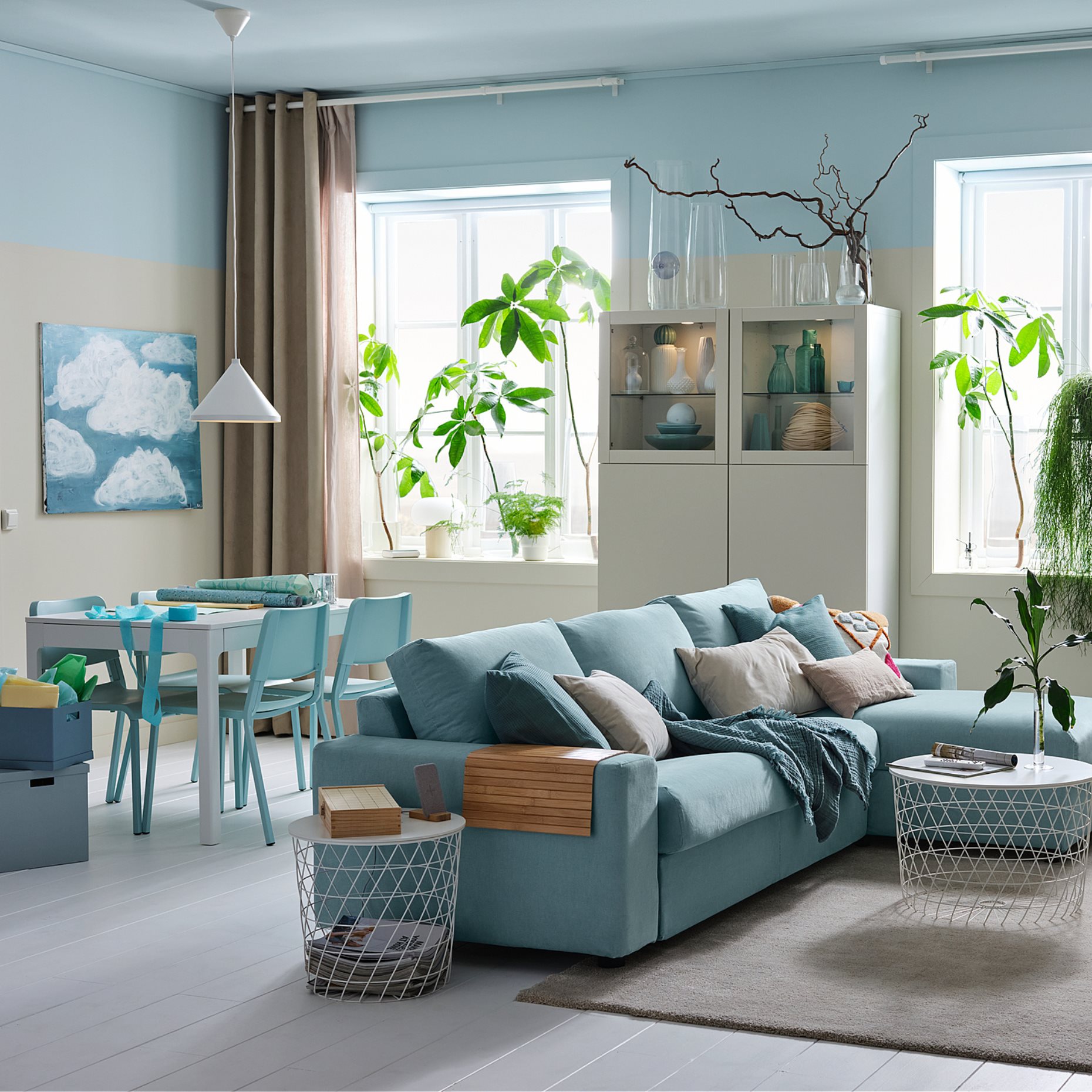 VIMLE, 3-seat sofa with chaise longue with wide armrests, 294.014.55