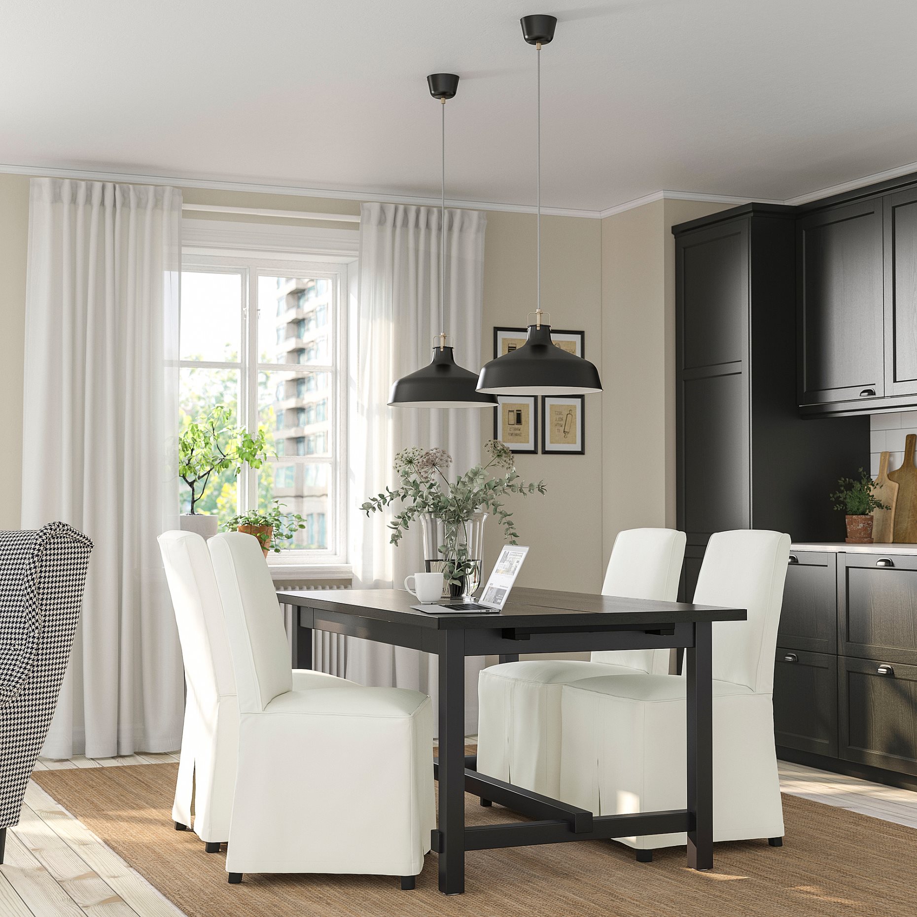 NORDVIKEN/BERGMUND, τραπέζι και 4 καρέκλες, 152/223 cm, 294.082.87