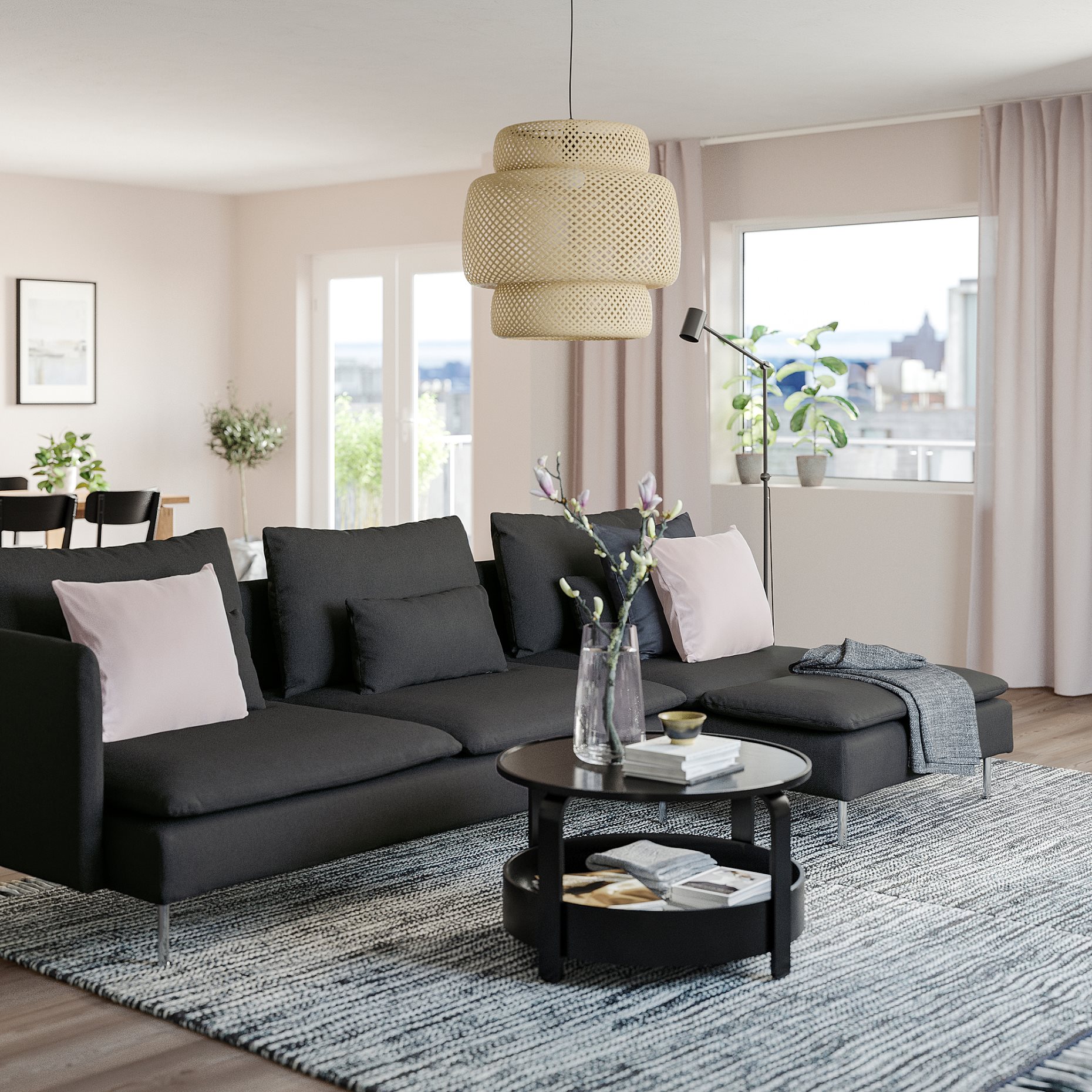 SÖDERHAMN, 4-seat sofa with chaise longue and open end, 294.496.31