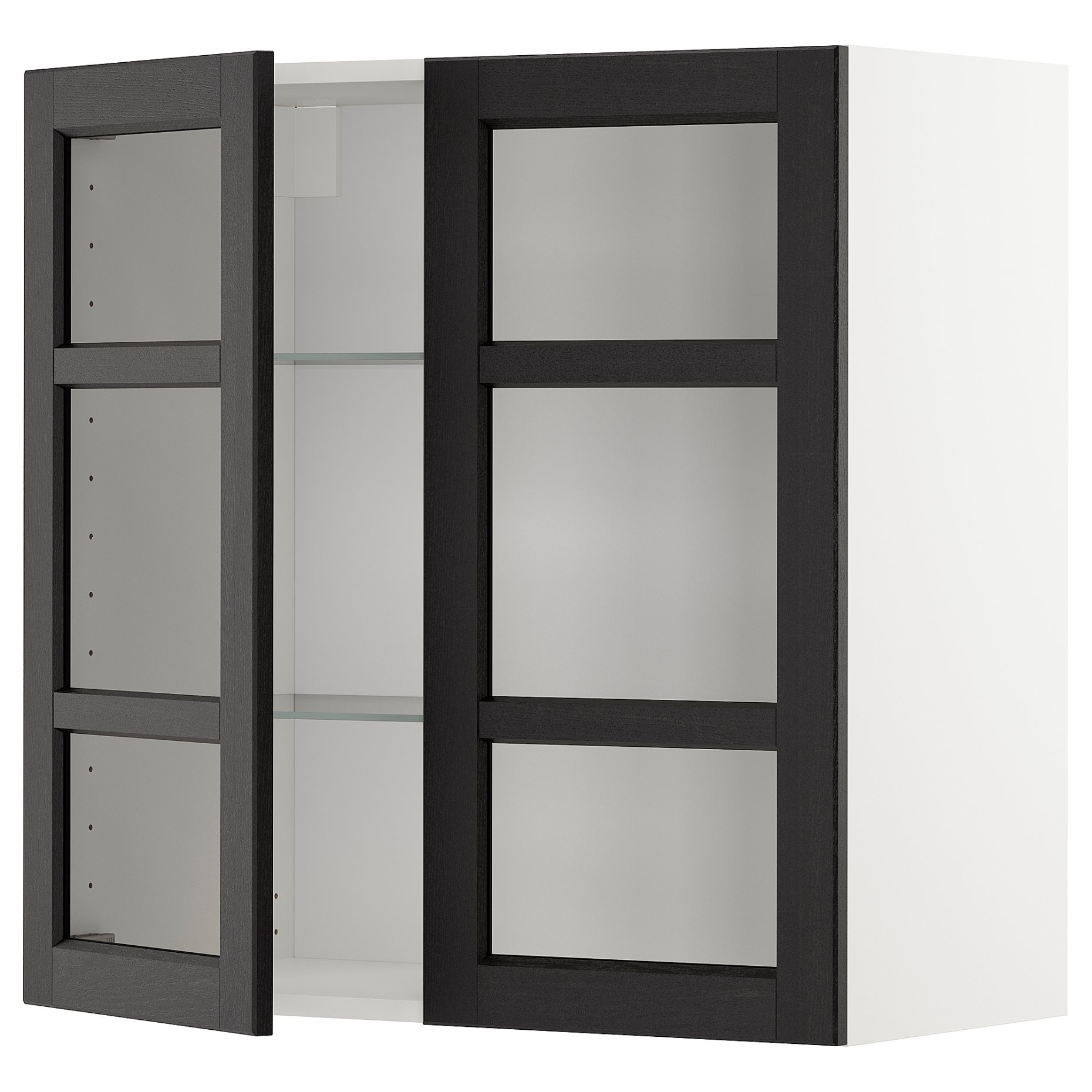 METOD, ντουλάπι τοίχου με ράφια/2 γυάλινες πόρτες, 80x80 cm, 294.561.36