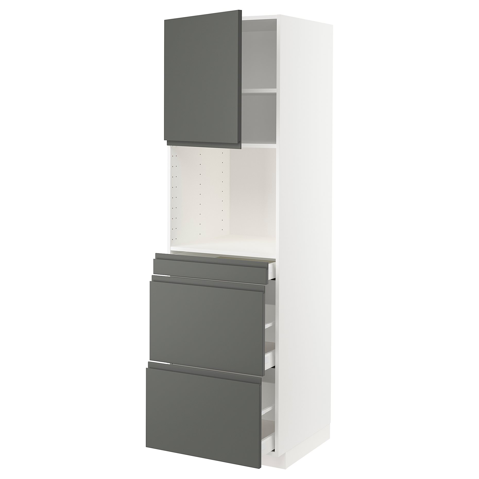 METOD, high cabinet for microwave combi with door/3 drawers, 60x60x200 cm, 294.574.33