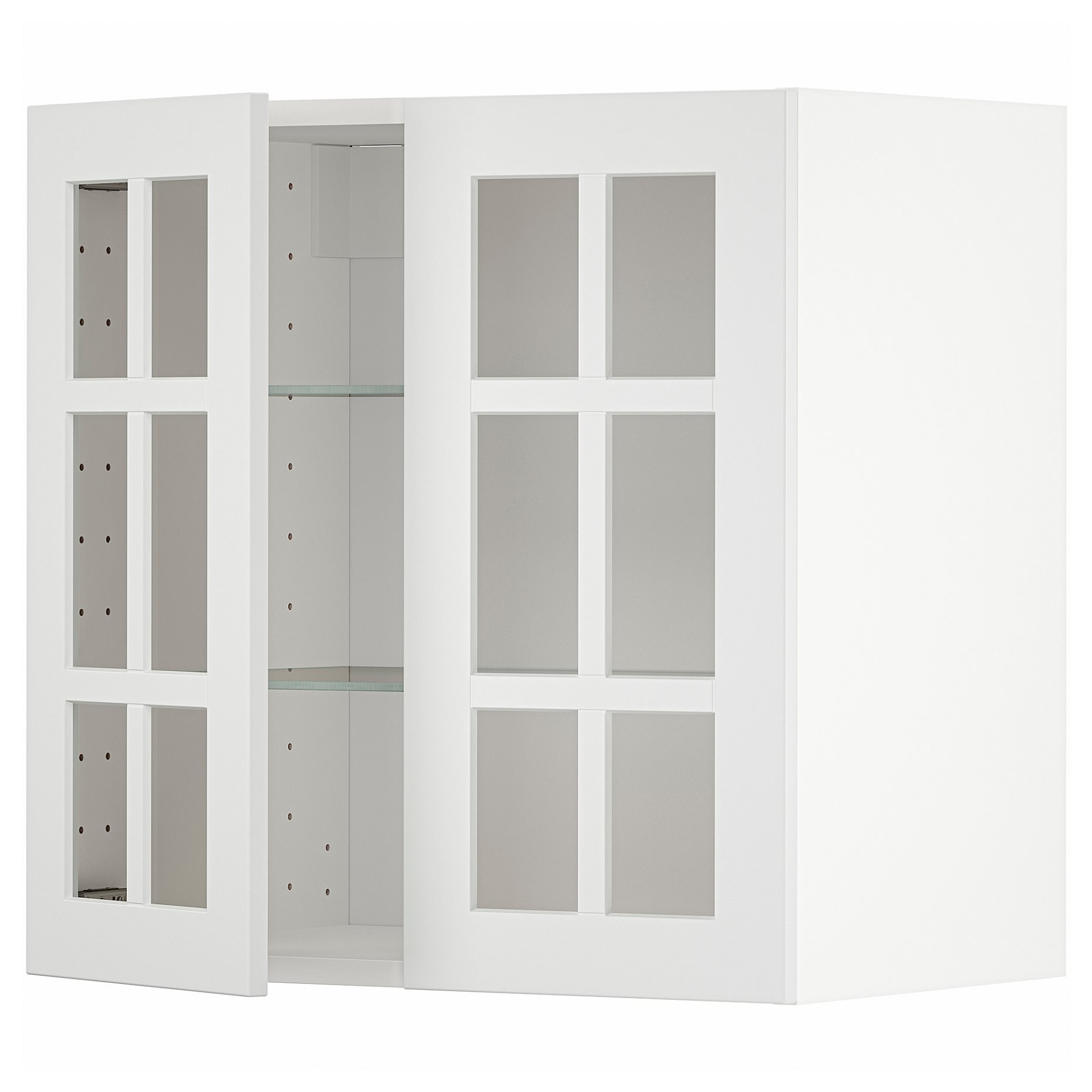 METOD, ντουλάπι τοίχου με ράφια/2 γυάλινες πόρτες, 60x60 cm, 294.678.75