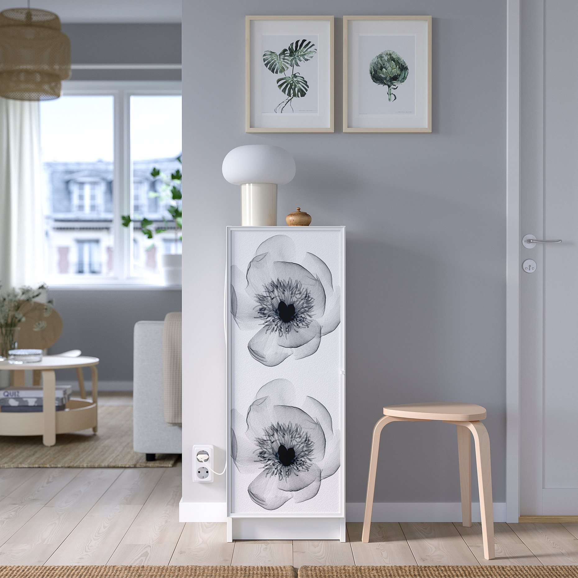 BILLY/HOGBO, bookcase combination with glass doors, 40x30x106 cm, 294.944.21