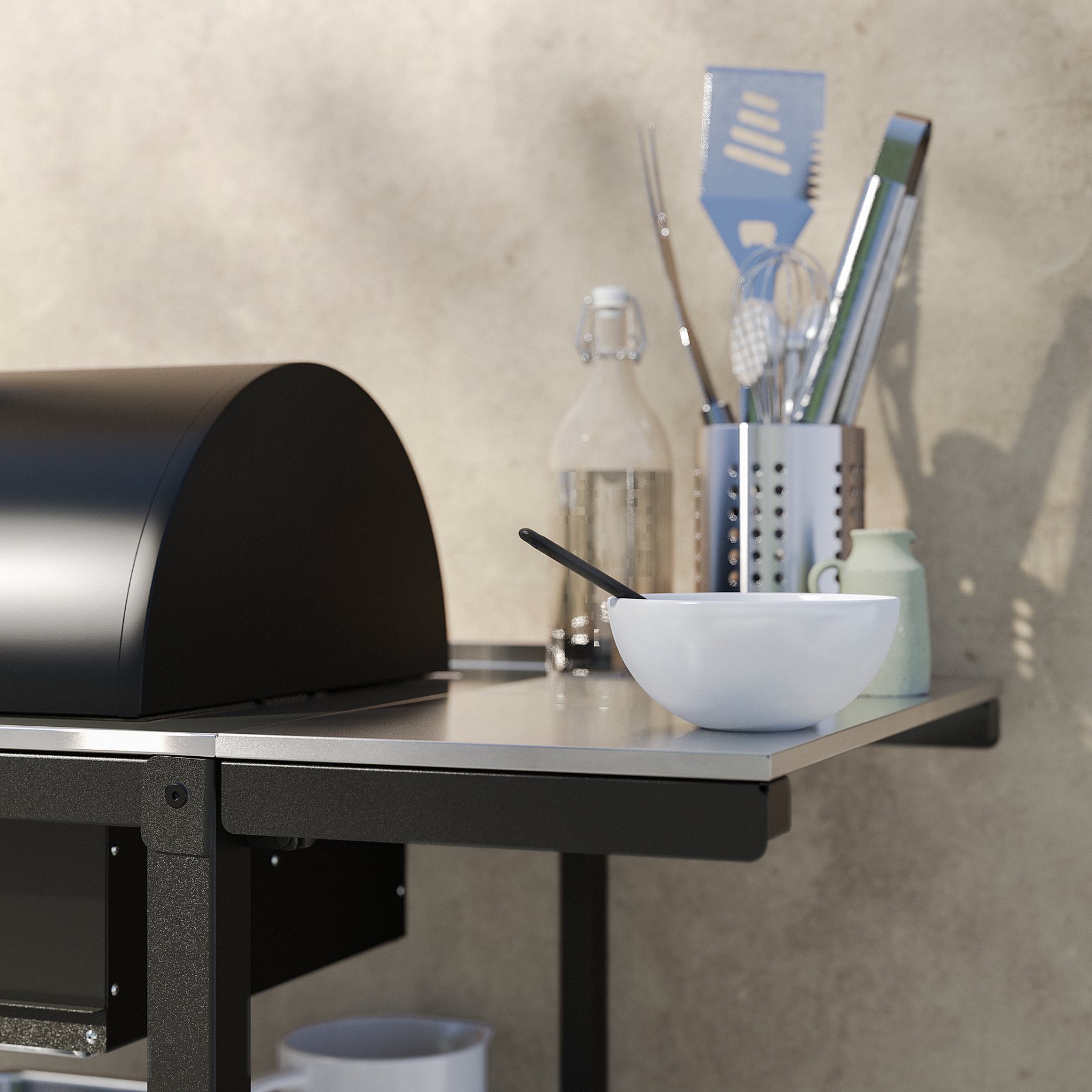 GRILLSKÄR, charcoal barbecue with side table/outdoor, 93/116x61 cm, 294.952.13
