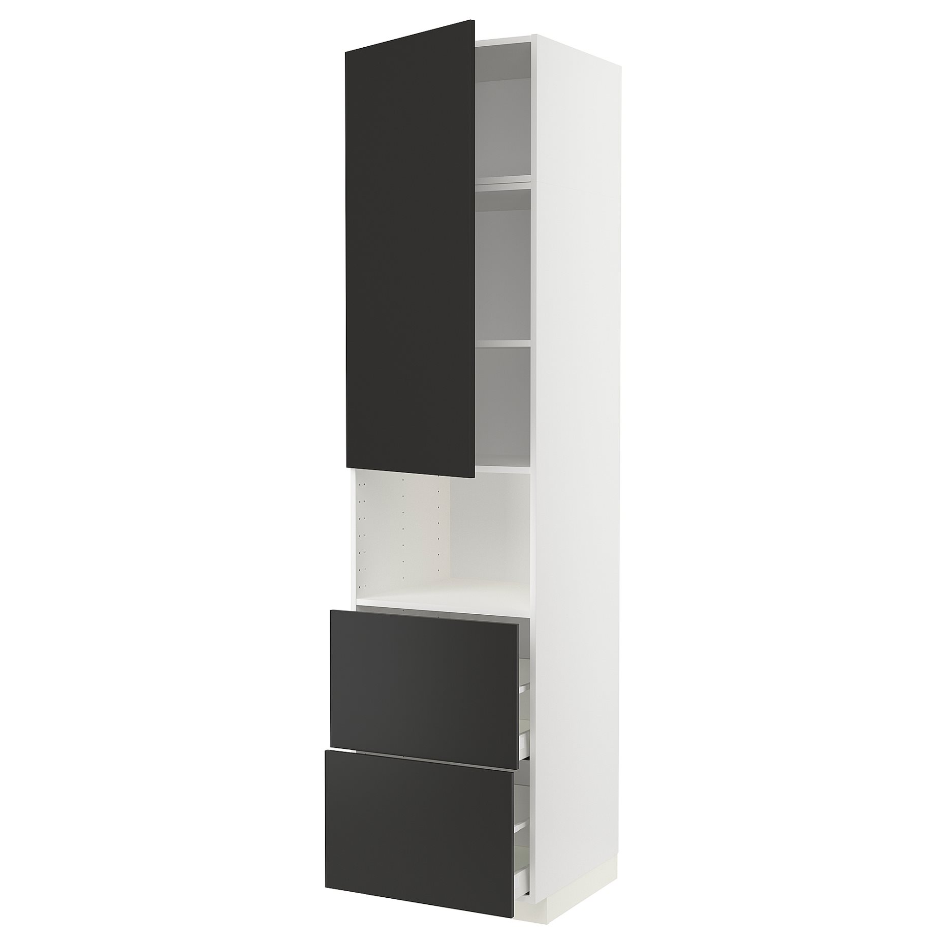 METOD, high cabinet for microwave with door/2 drawers, 60x60x240 cm, 294.984.62