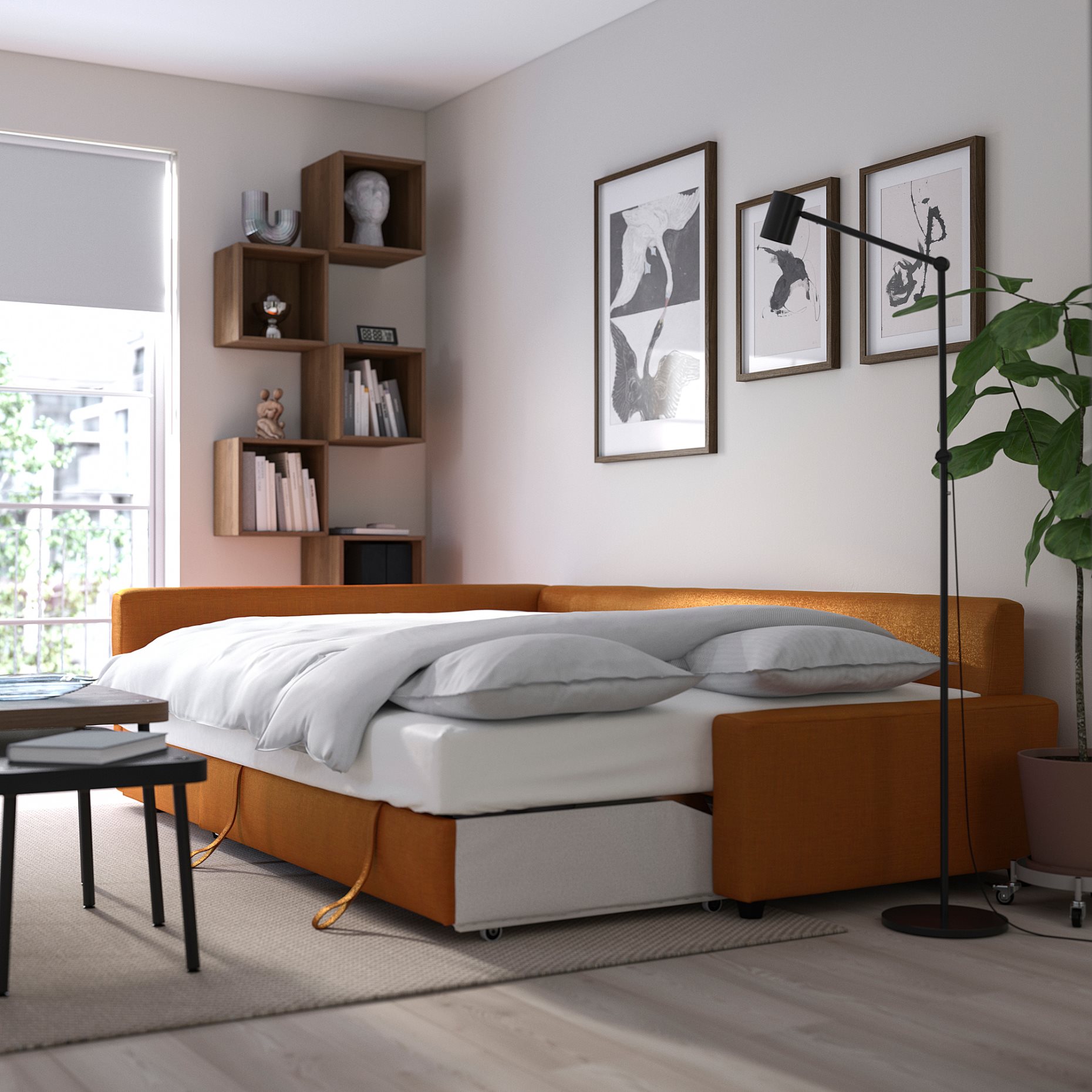 FRIHETEN/KLAGSHAMN, corner sofa-bed with storage, 295.202.41