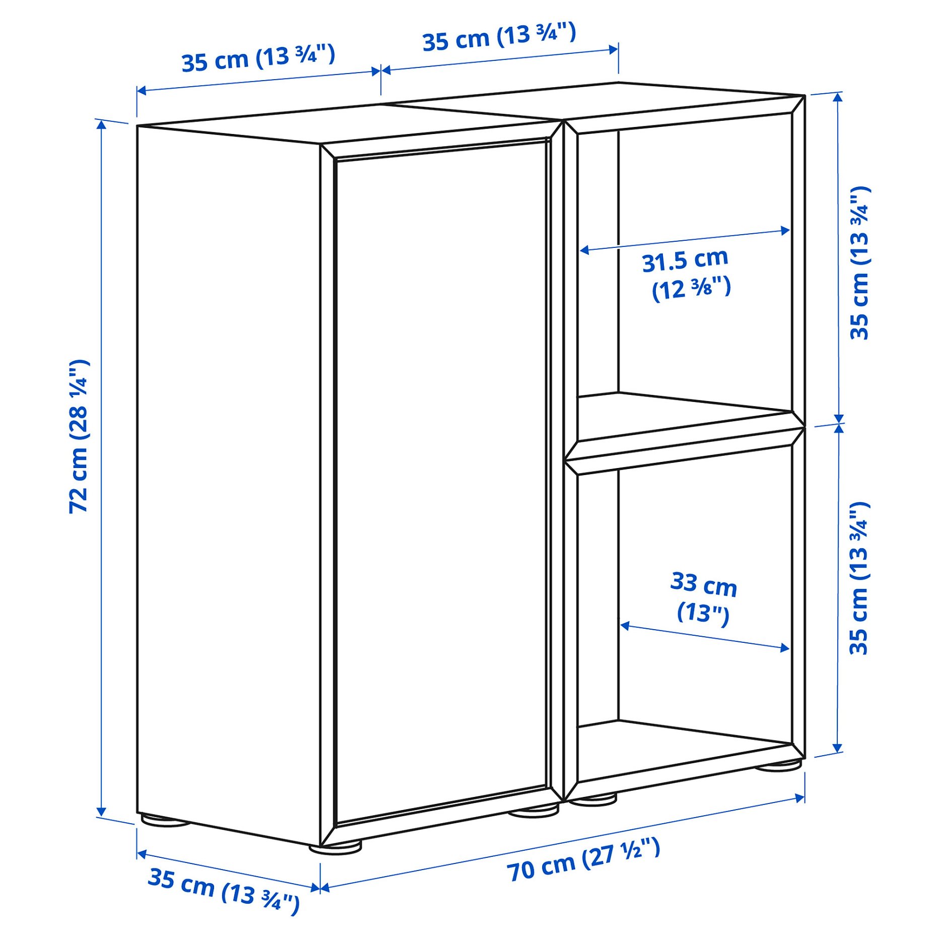 EKET, cabinet combination with feet, 70x35x72 cm, 295.217.40