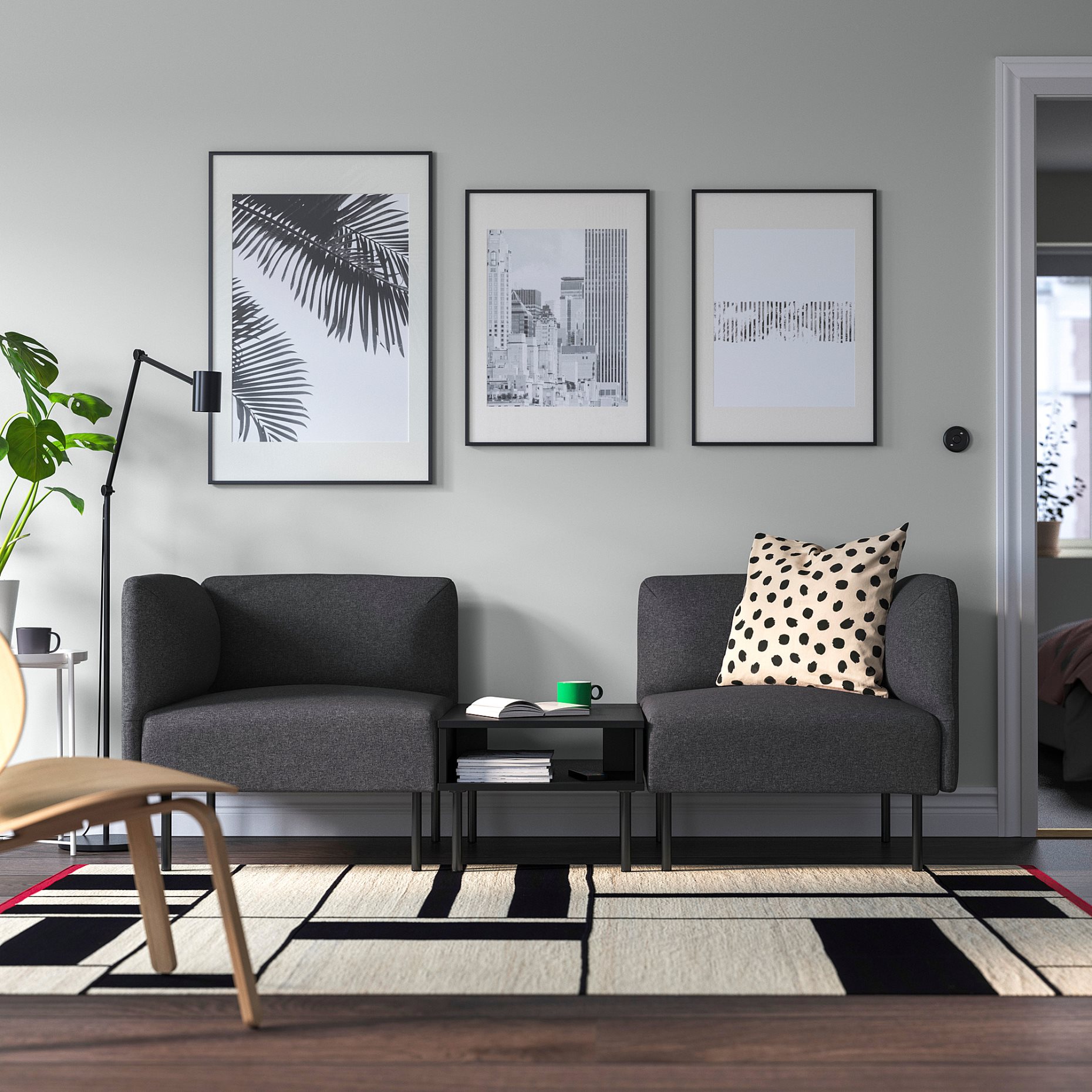 LILLEHEM, 2-seat modular sofa with side table, 295.360.58