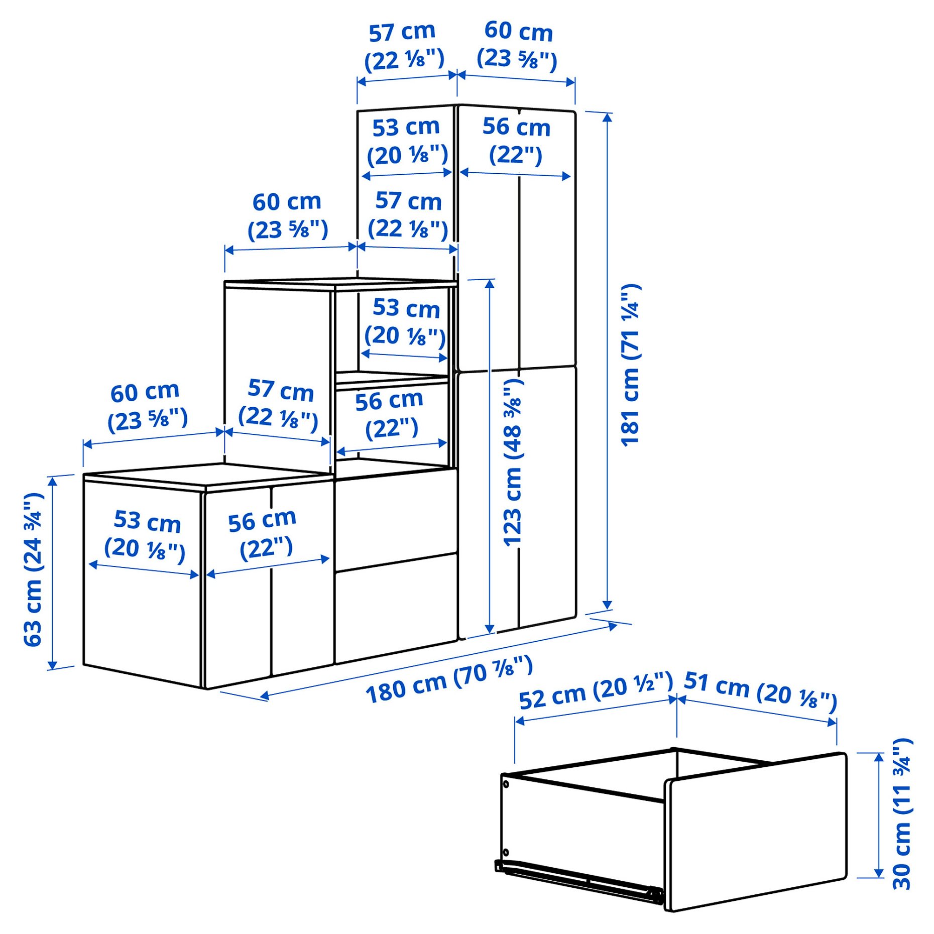 SMASTAD/PLATSA, σύνθεση αποθήκευσης, 180x57x181 cm, 295.464.82