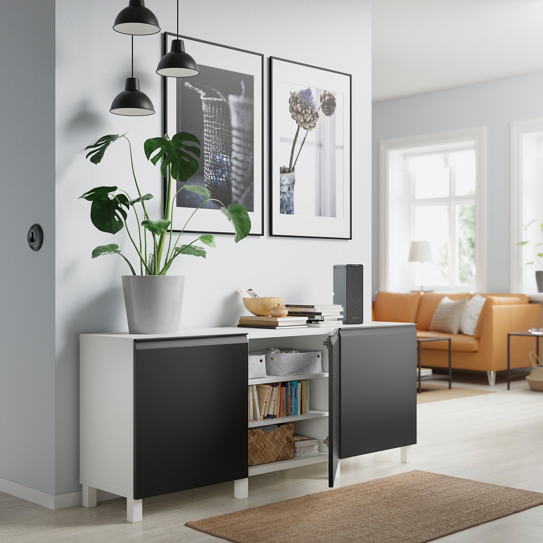 BESTÅ, storage combination with doors, 180x42x74 cm, 295.693.41