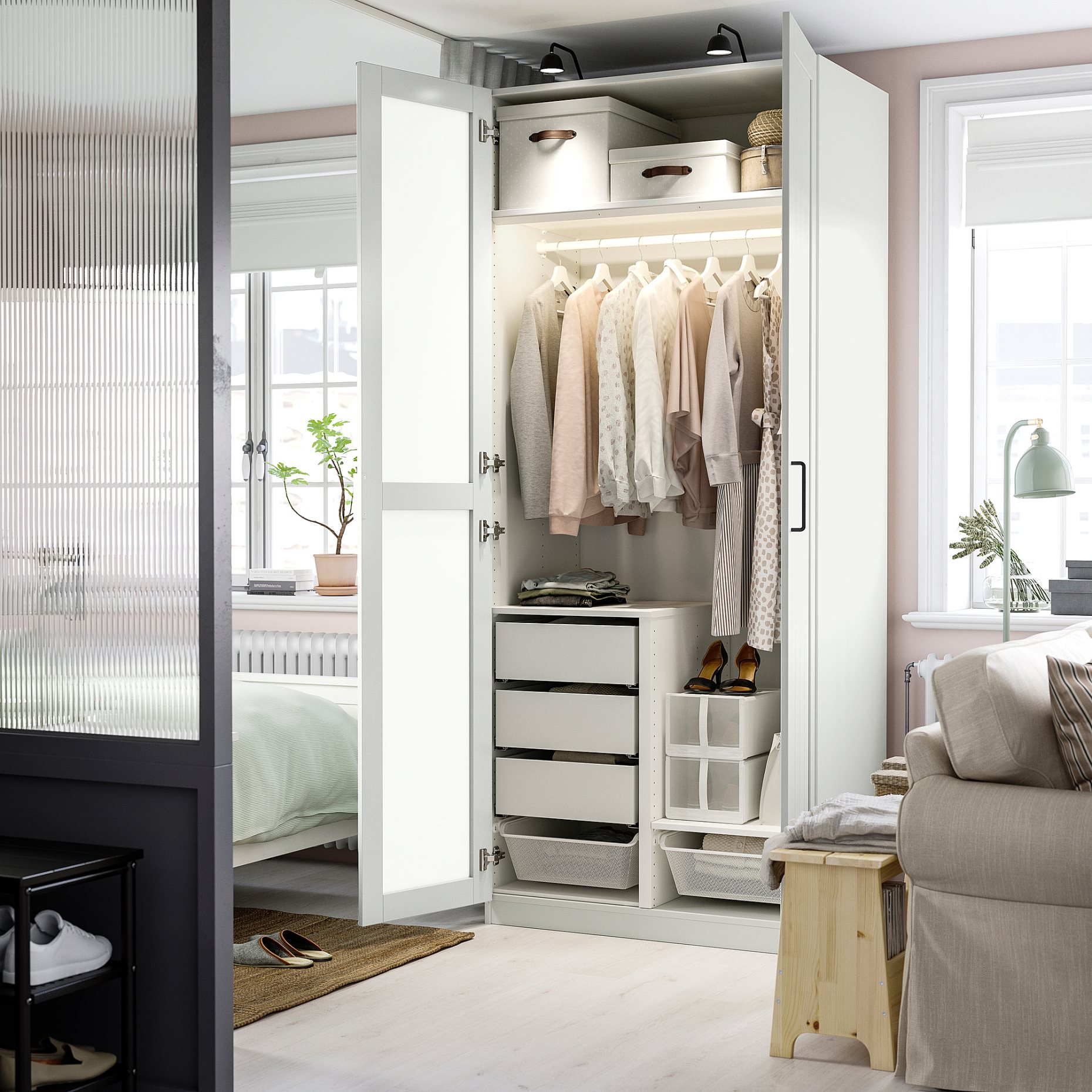 PAX/KAMMAR/GULL, συνδυασμός ντουλάπας, 100x60x236 cm, 295.725.22