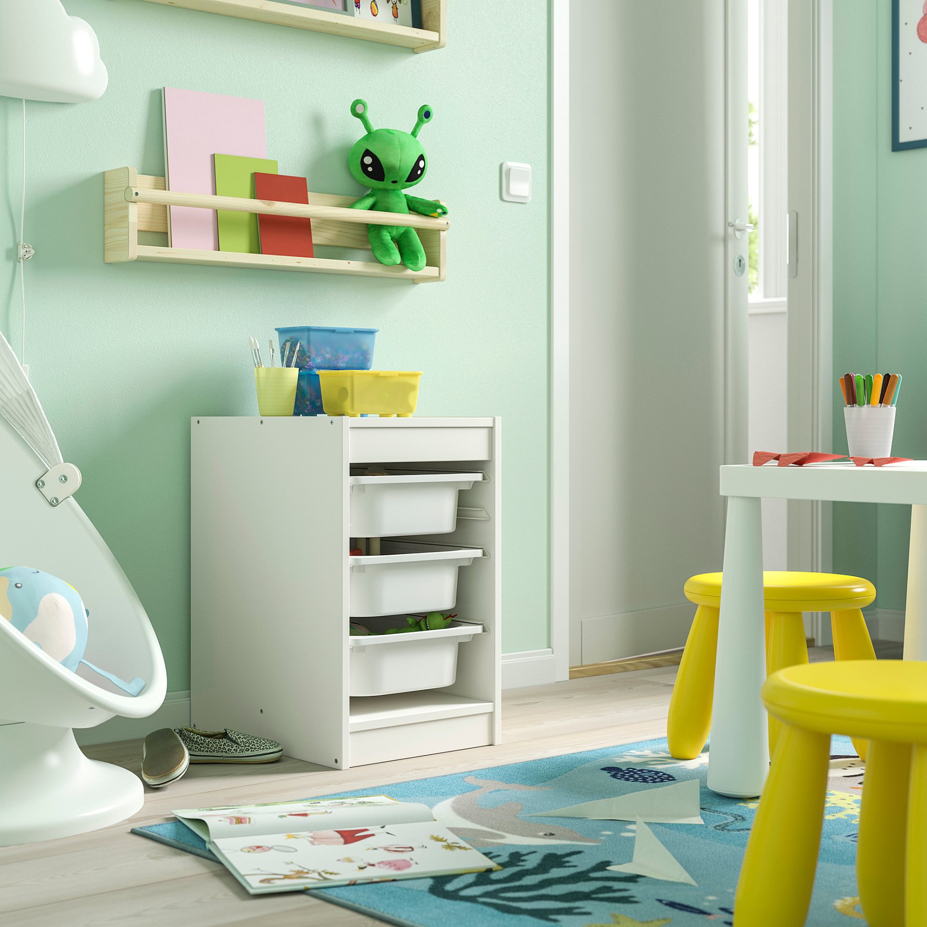 TROFAST, σύνθεση αποθήκευσης με κουτιά, 34x44x56 cm, 295.732.20