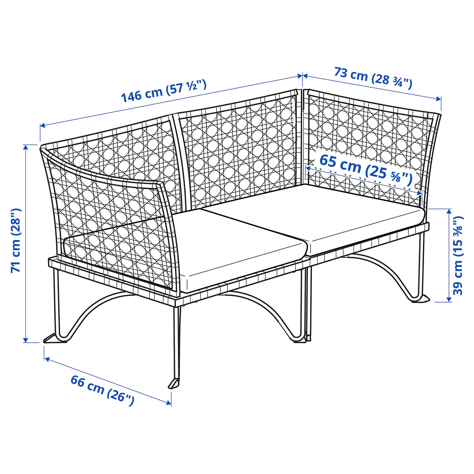 JUTHOLMEN, 2-seat modular sofa outdoor, 146x73 cm, 295.782.27